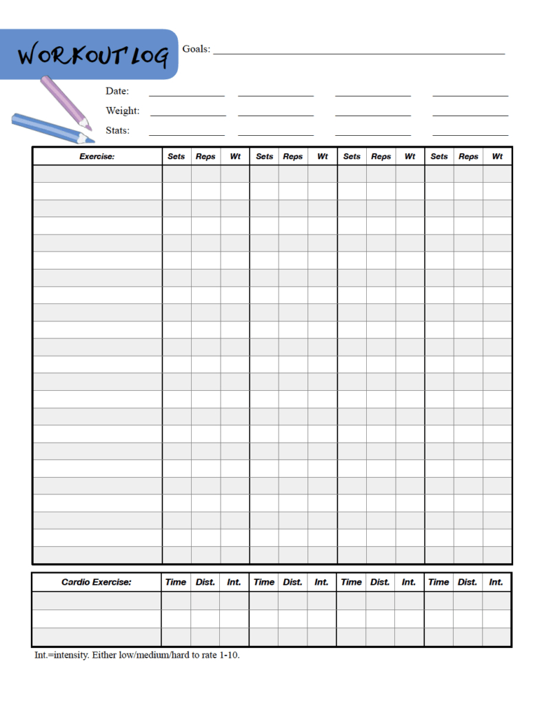 Free Printable Workout Logs: 3 Designs For Your Needs in Free Printable Workout Journal