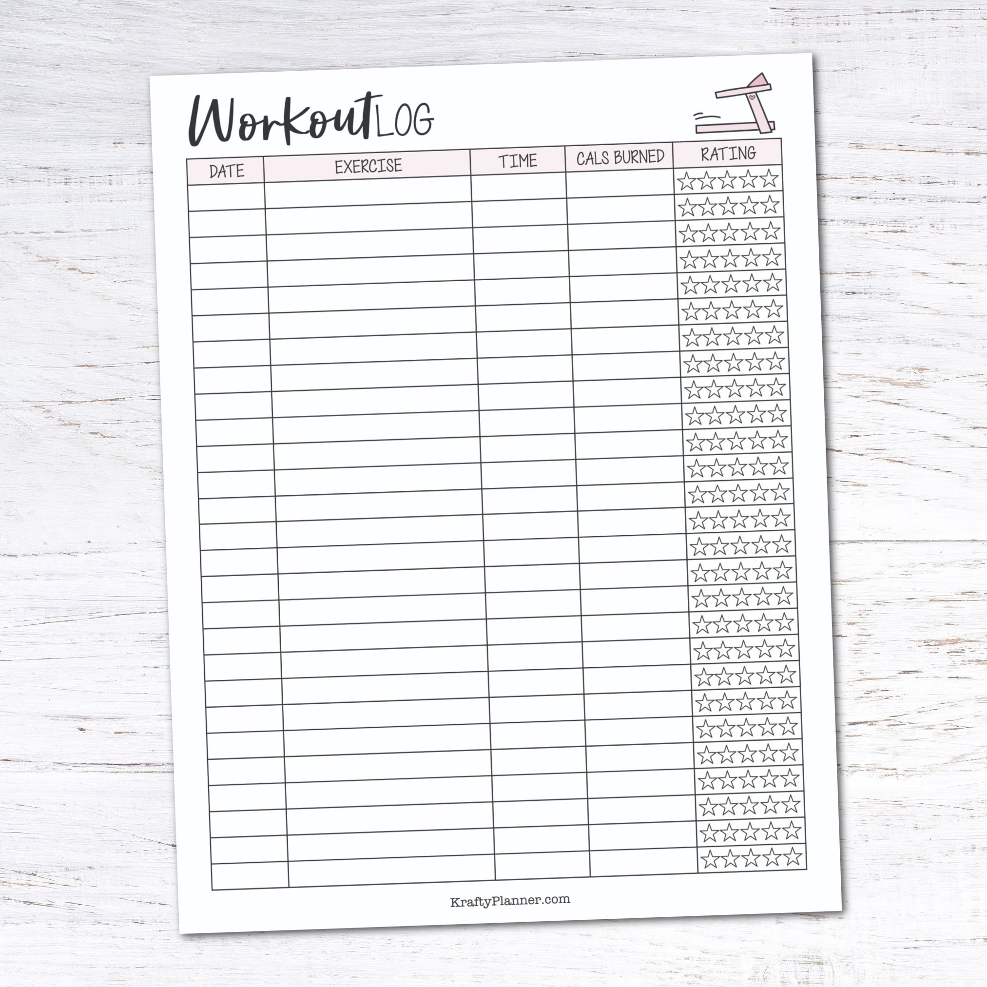 Free Printable Workout Tracker — Krafty Planner - Worksheets Library within Free Printable Fitness Log
