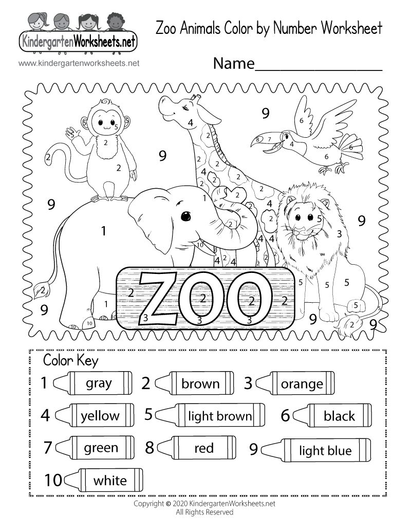 Free Printable Zoo Animals Colornumber Worksheet with regard to Free Printable Zoo Worksheets