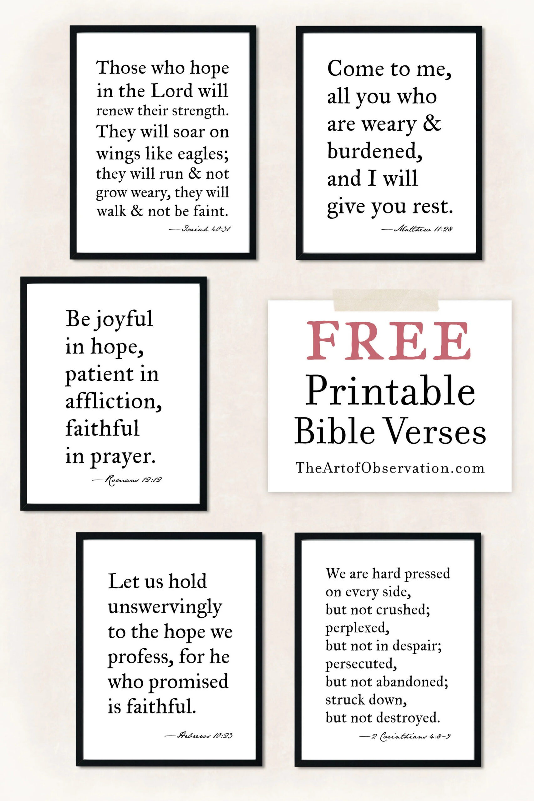 Free Printables: Bible Verse Wall Art — The Art Of Observation regarding Free Printable Inspirational Bible Verses