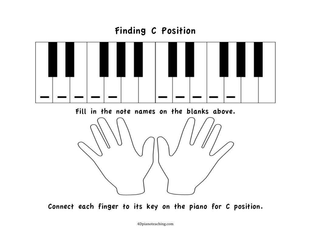 Free Printables: C Position Worksheets - 4Dpianoteaching for Beginner Piano Worksheets Printable Free