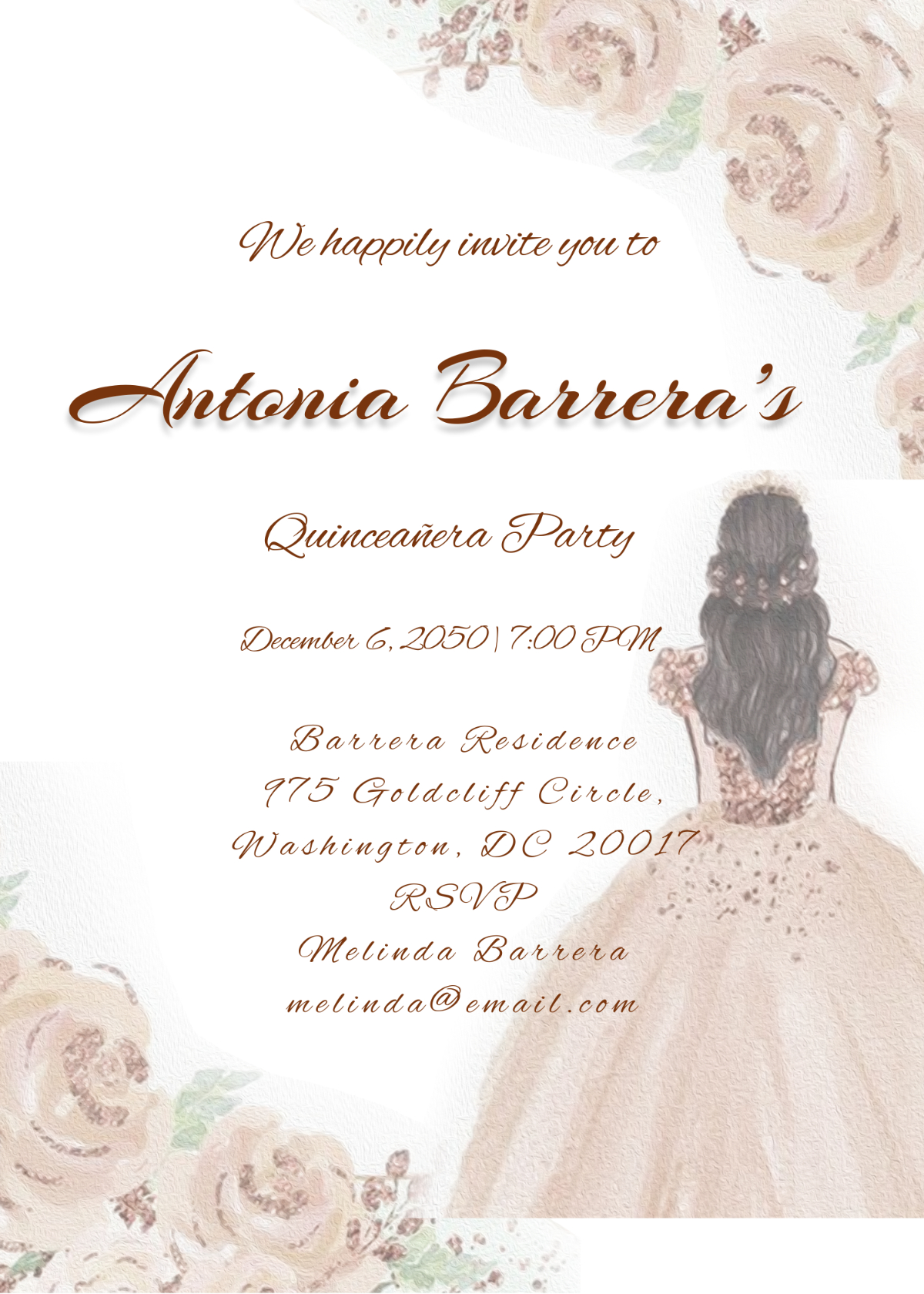 Free Quinceañera Invitation Templates, Editable And Printable within Free Printable Quinceanera Invitations