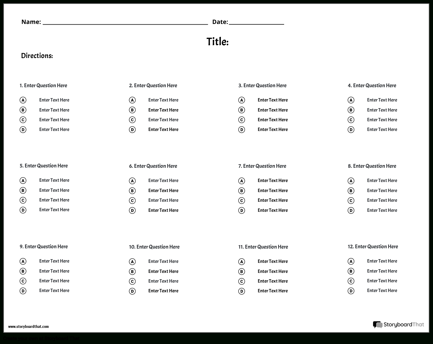 Free Quiz Maker: Online Templates For Teachers Tests - Worksheets intended for Free Printable Test Maker