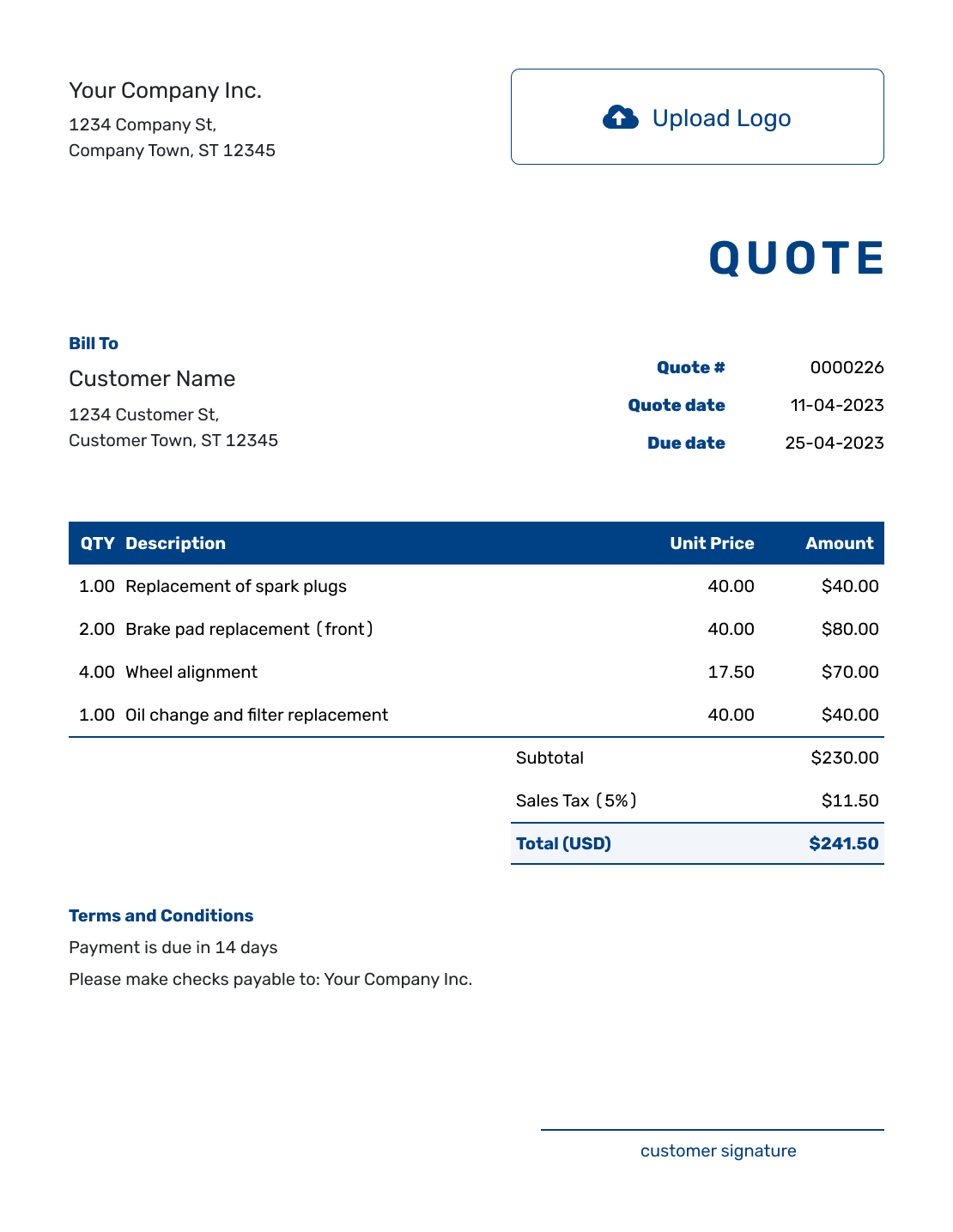 Free Quote Template | Business Templates | Docelf inside Free Printable Quotes Templates