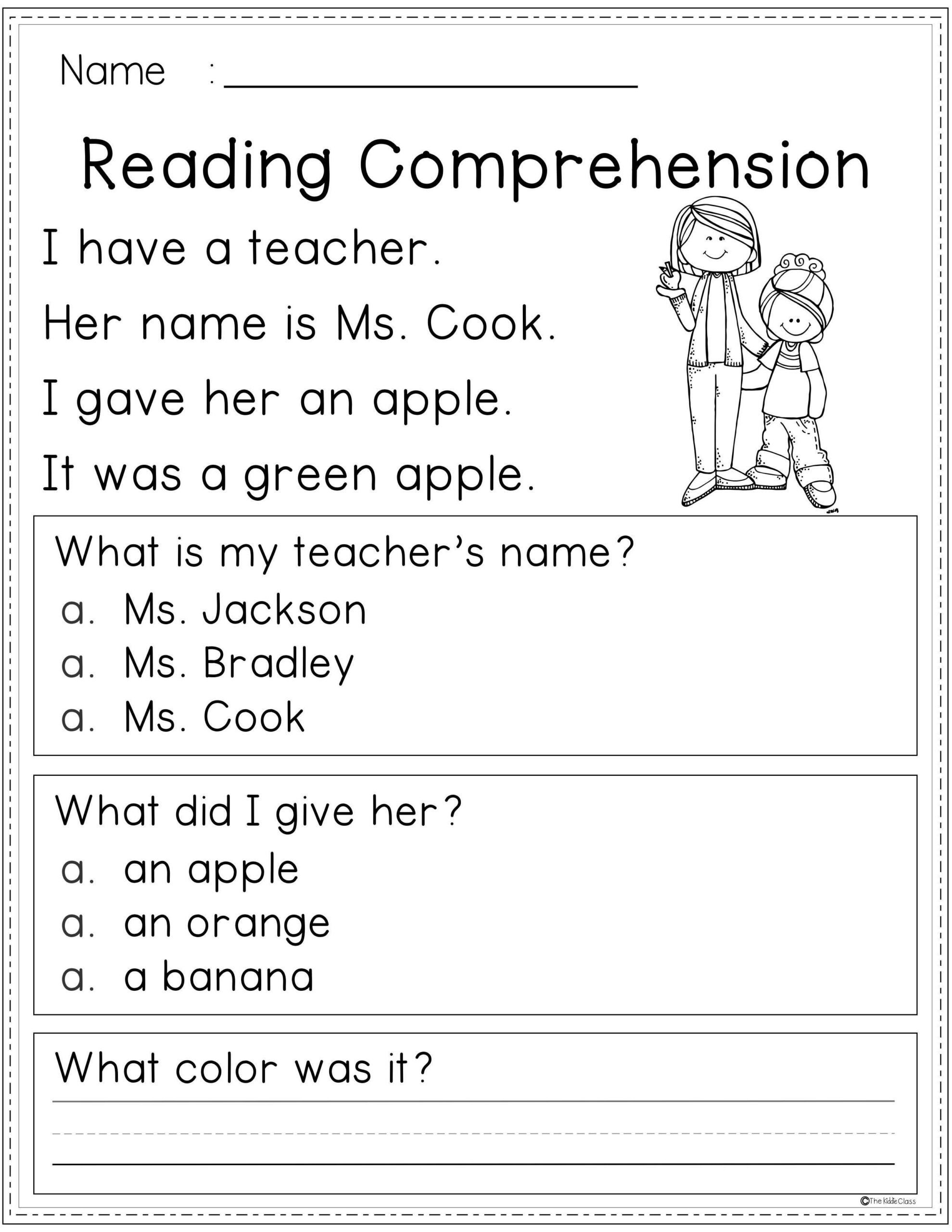Free Reading Comprehension | Kindergarten Reading Worksheets throughout Free Printable Grade 1 Reading Comprehension Worksheets