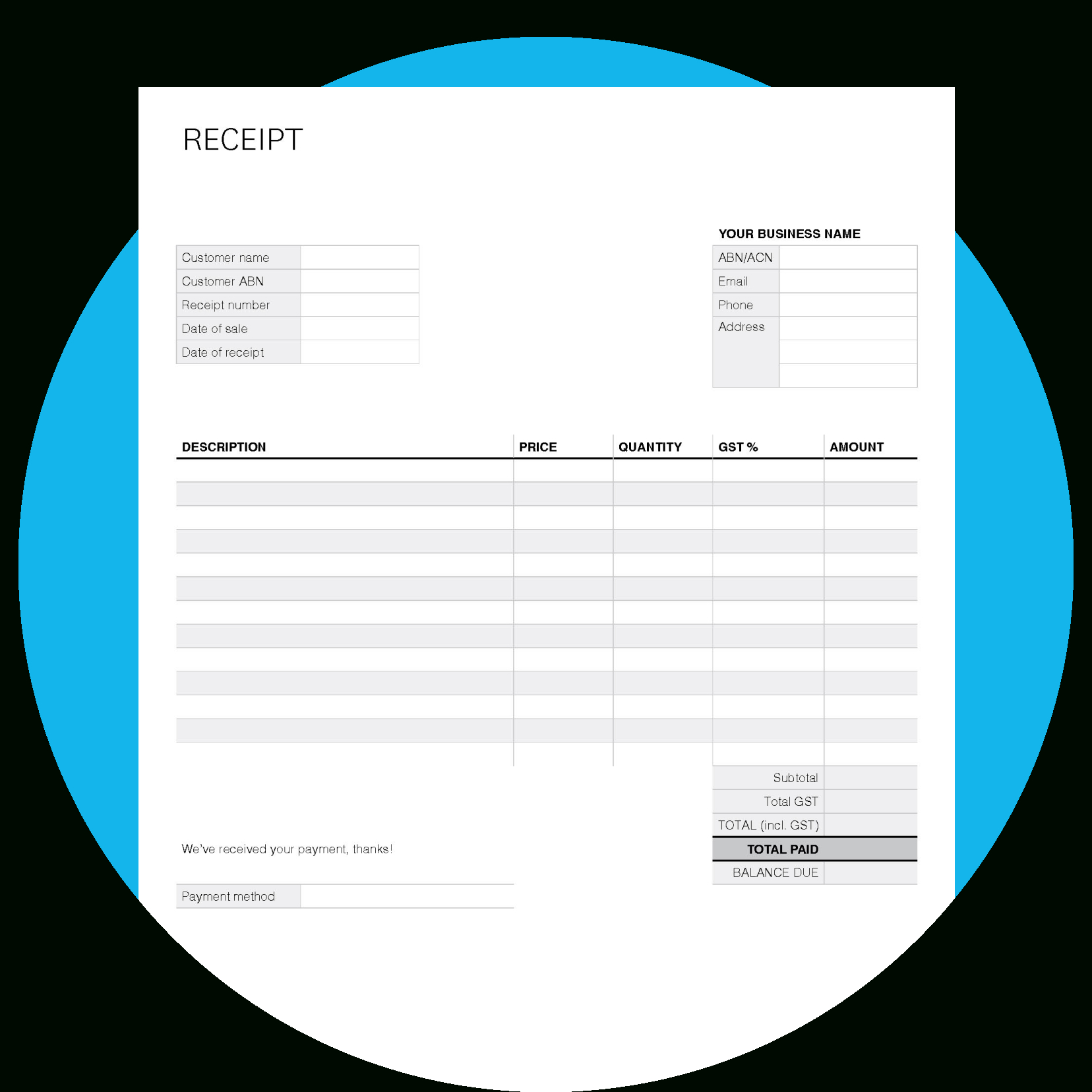 Free Receipt Template | Xero Au pertaining to Free Printable Blank Receipt Form