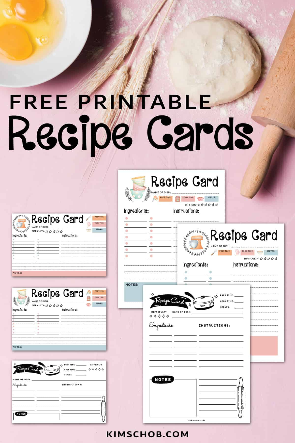 Free Recipe Card Printable - Kim Schob intended for Free Printable Recipes