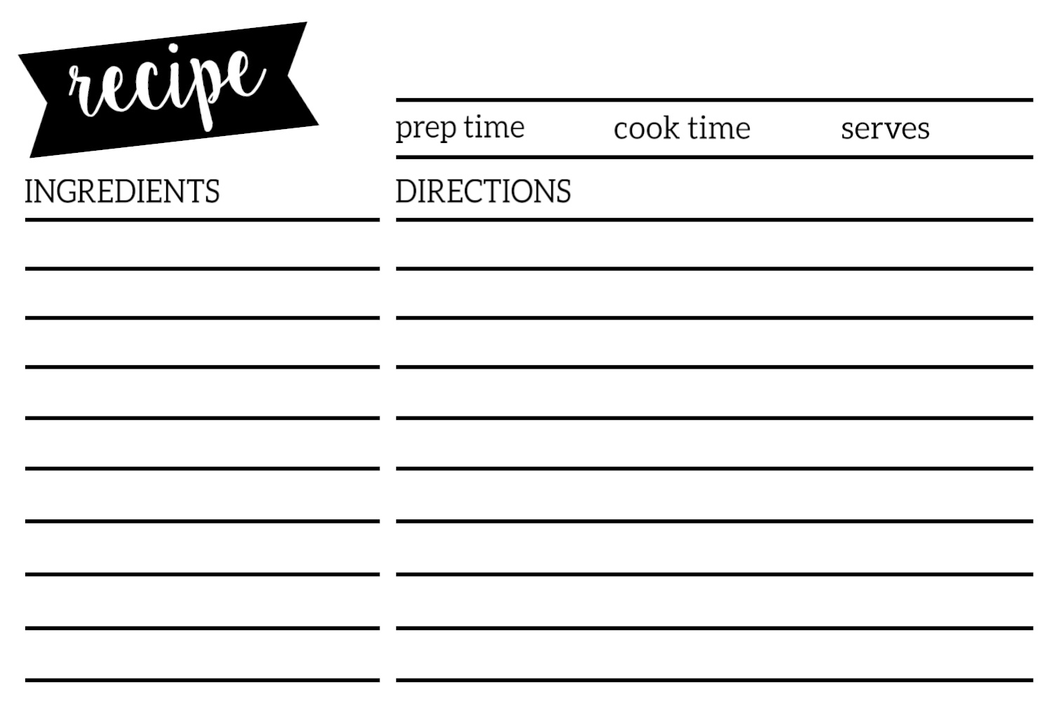 Free Recipe Card Template Printable - Paper Trail Design with Free Printable Recipe Cards
