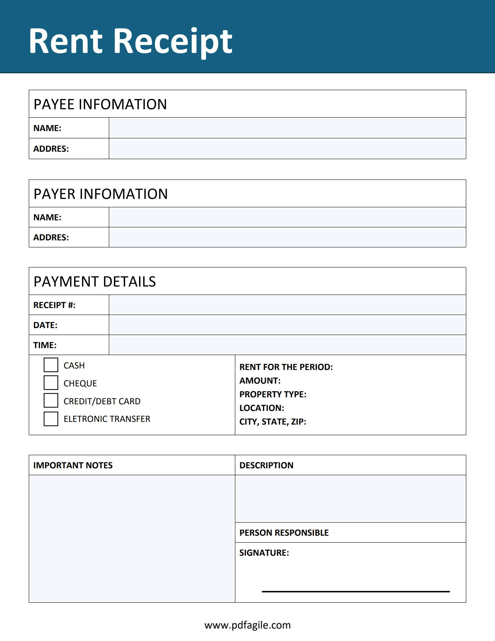 Free Rent Receipt Template | Pdf Agile pertaining to Free Printable Rent Receipt