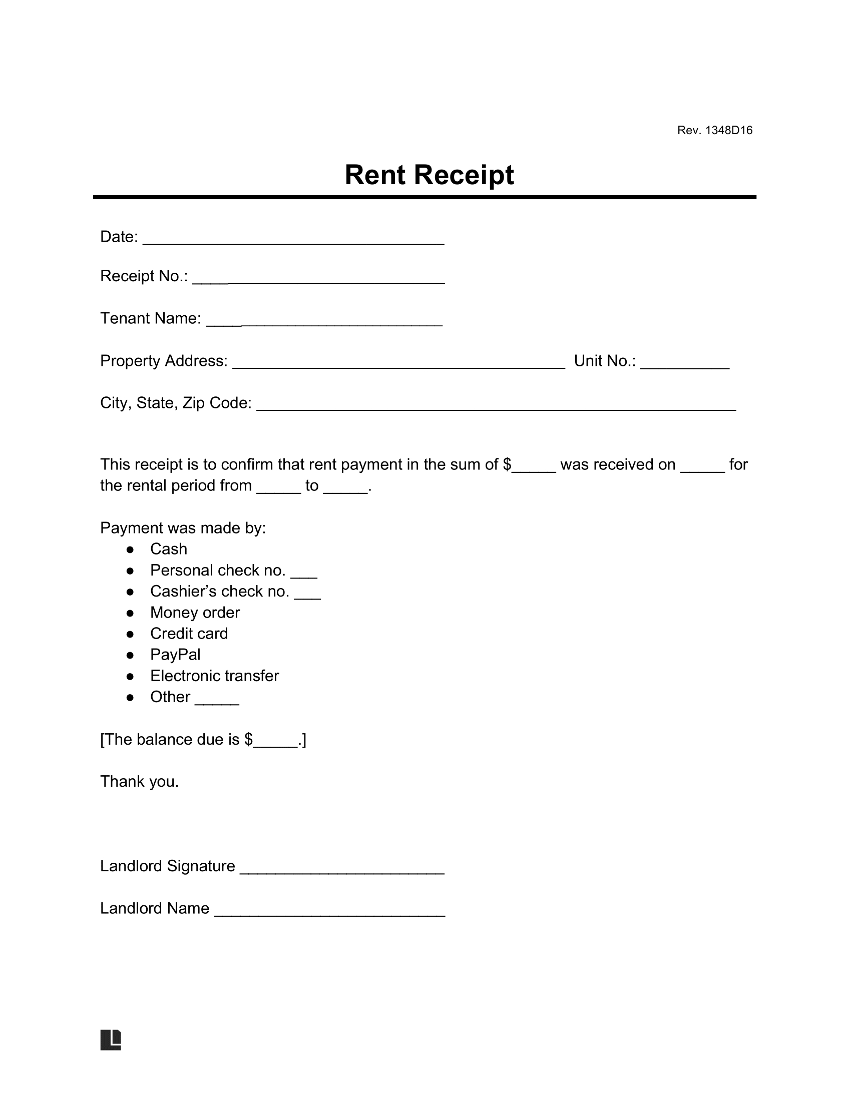 Free Rent Receipt Template | Pdf &amp; Word throughout Free Printable Rent Receipt