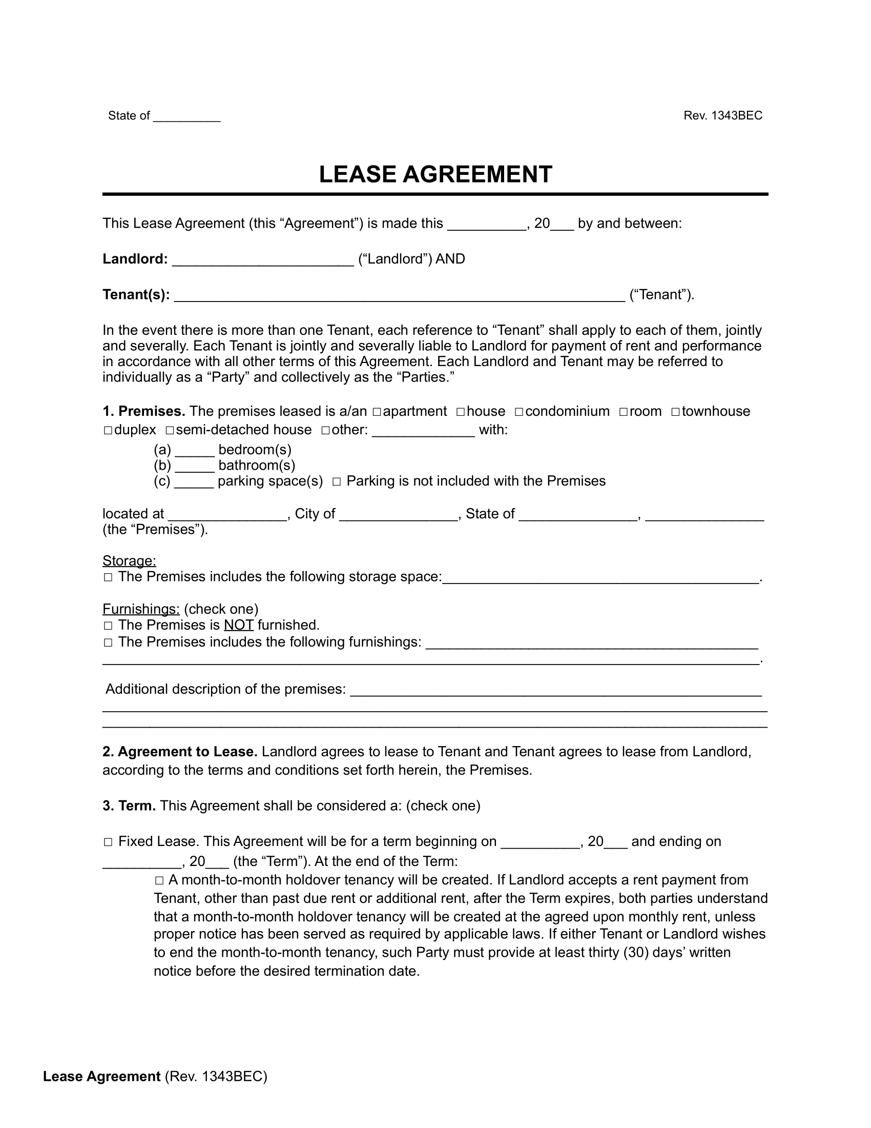 Free Rental & Lease Agreement Templates | Pdf & Word regarding Free Printable Landlord Forms