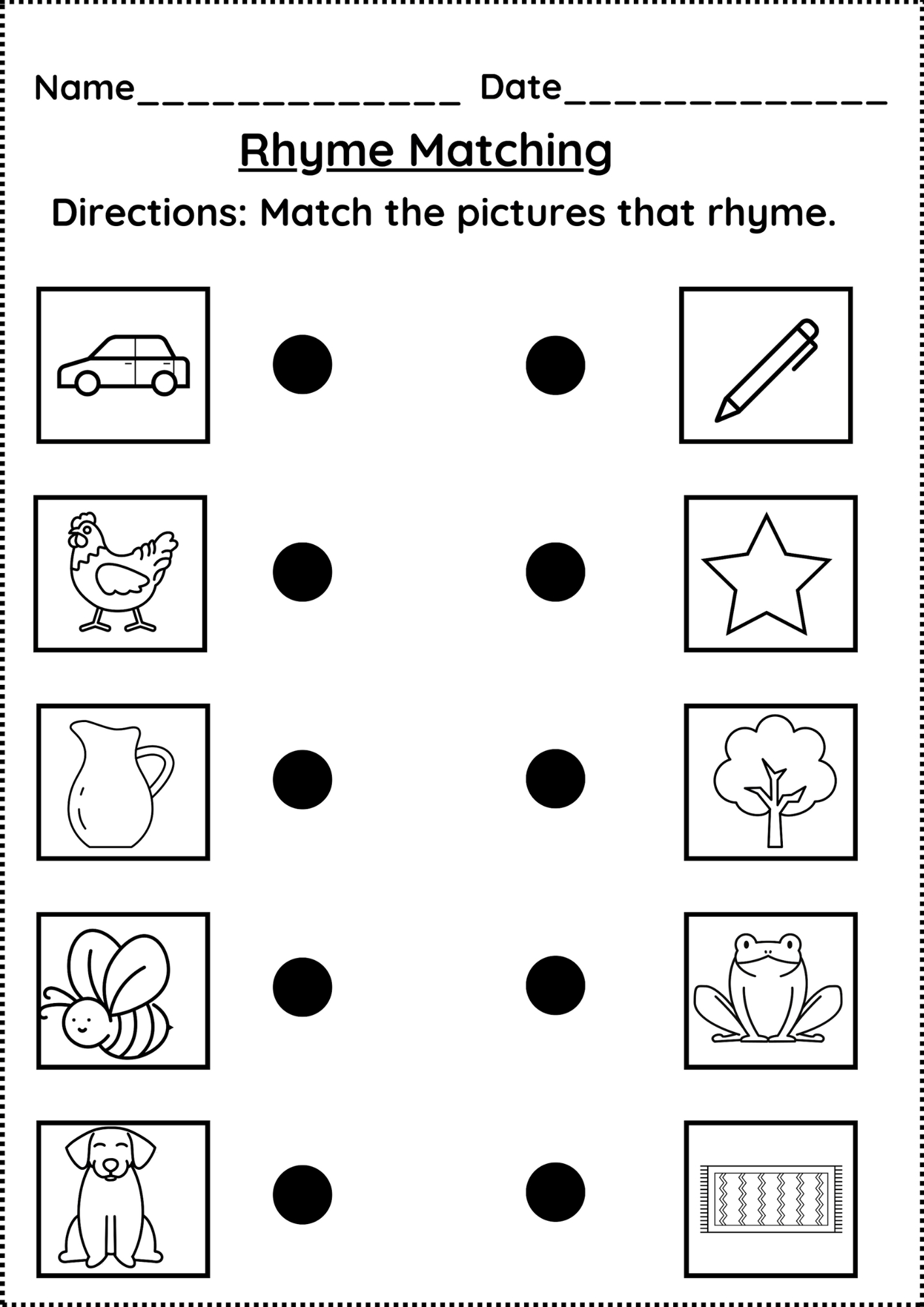 Free Rhyming Word Worksheet inside Free Printable Rhyming Words
