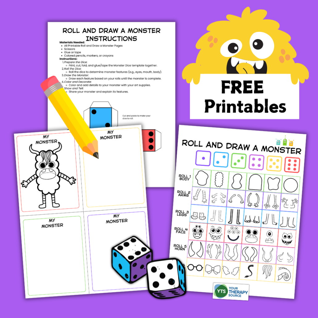 Free Roll A Monster Printable - Your Therapy Source regarding Roll A Monster Free Printable