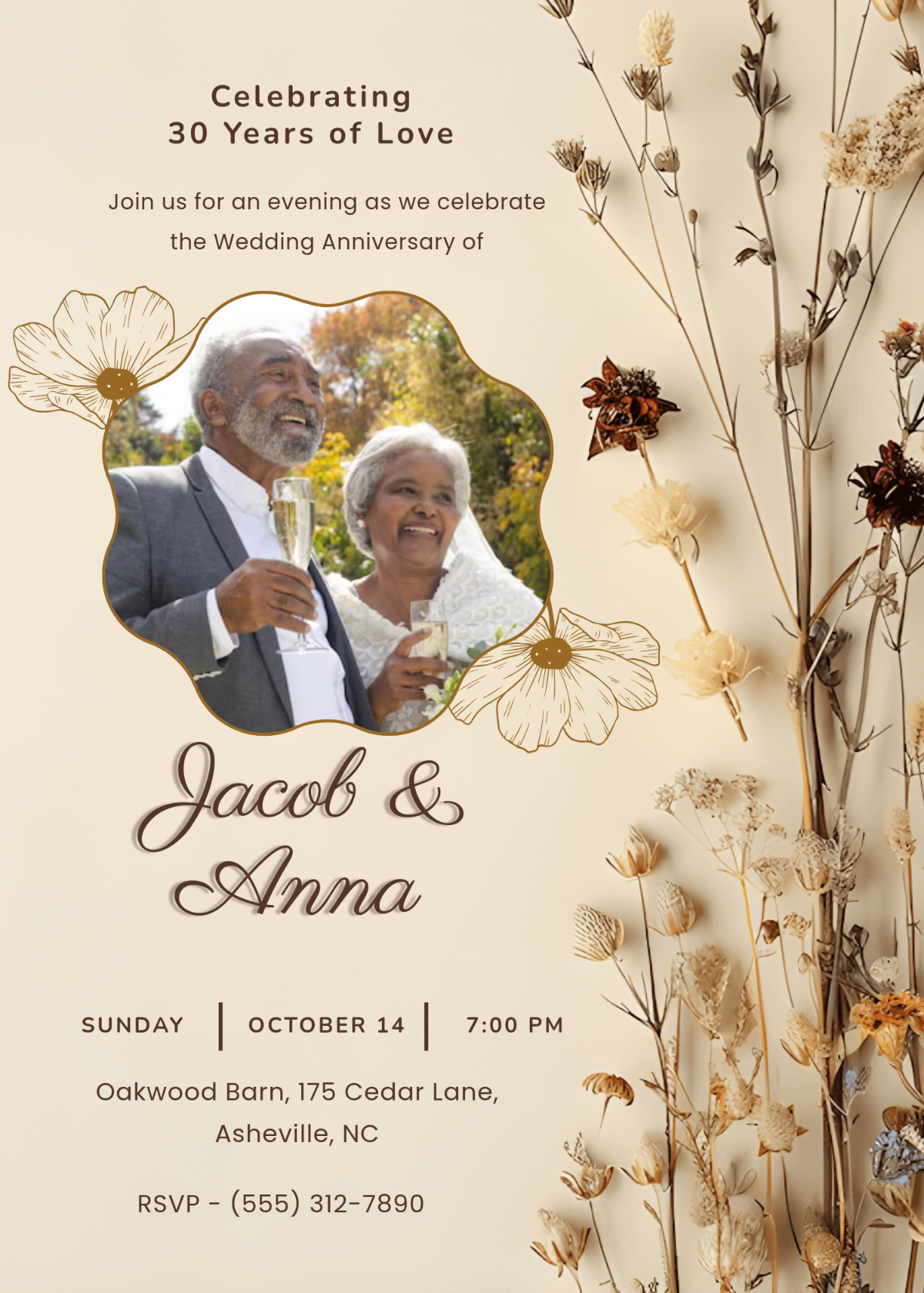 Free Rustic-Style Wedding Anniversary Invitation Template To Edit with Free Printable 60Th Wedding Anniversary Invitations