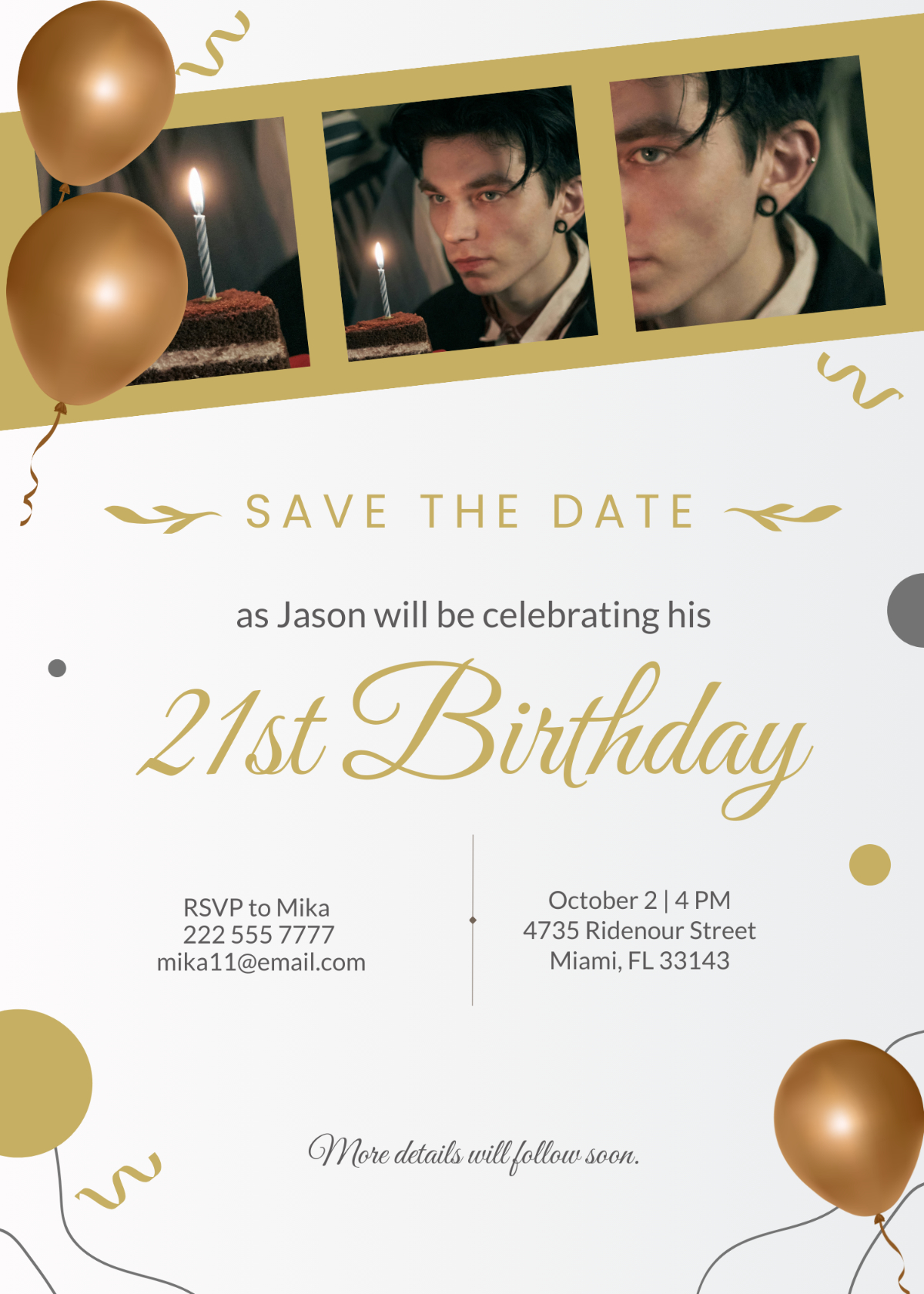 Free Save The Date 21St Birthday Invitation Template To Edit Online with regard to Free Printable Save The Date Birthday Invitations