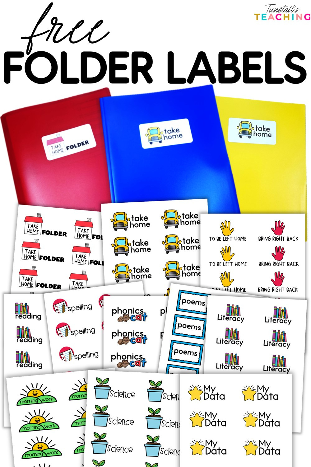 Free School Folder Labels For Teachers - Tunstall'S Teaching intended for Free Printable Take Home Folder Labels