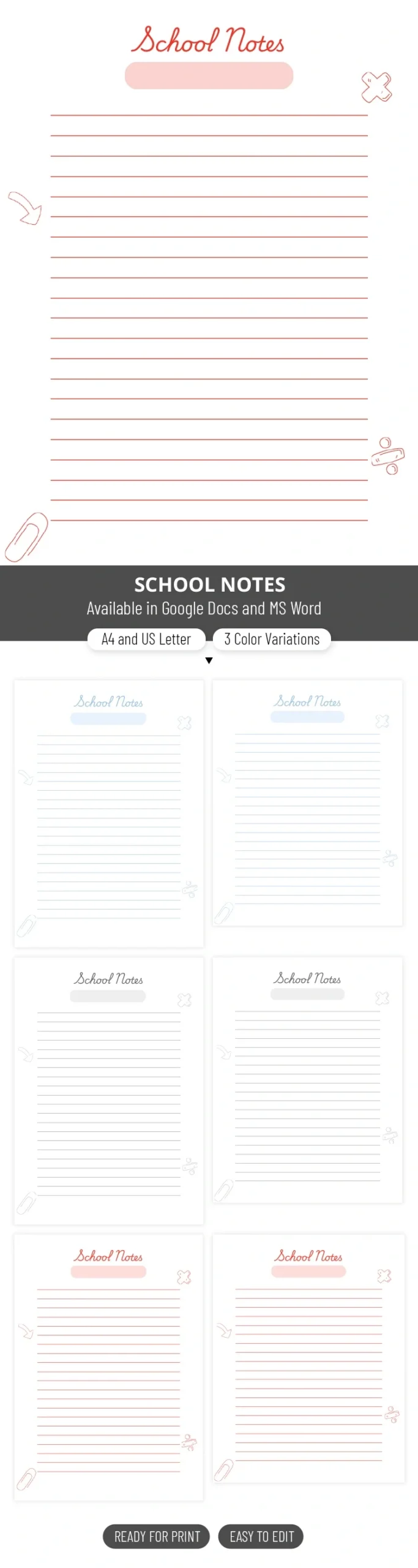 Free School Note Template In Google Docs And Microsoft Word for Free Printable School Notes