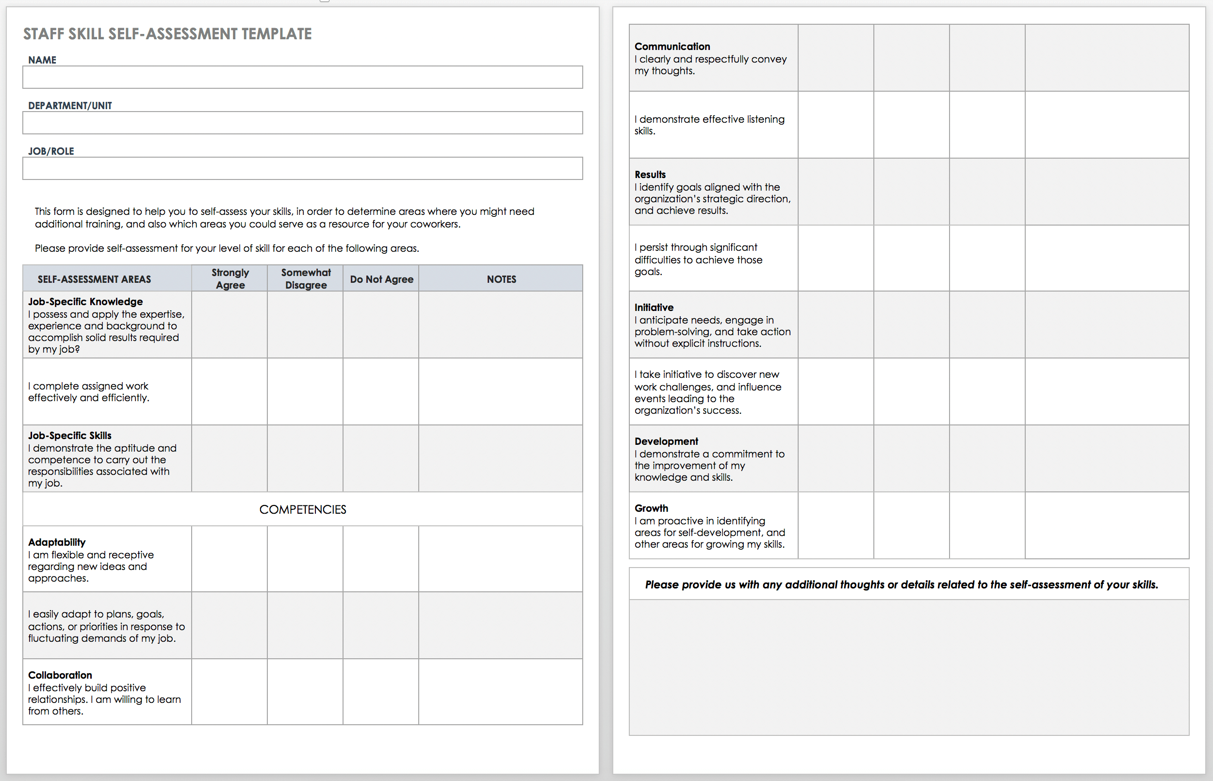 Free Self-Evaluation Templates | Smartsheet in Free Employee Self Evaluation Forms Printable