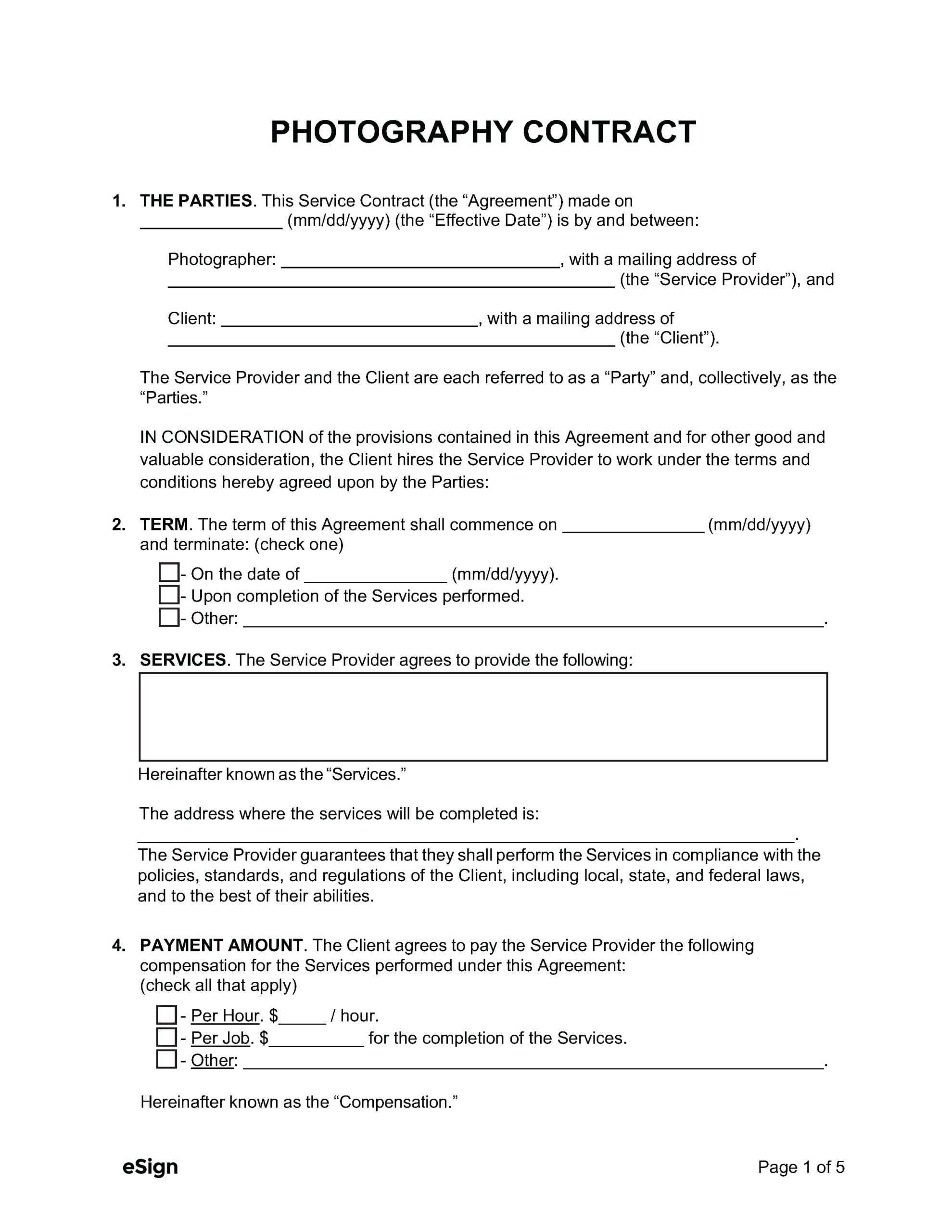 Free Service Contract Templates (21) | Pdf | Word intended for Free Printable Contracts