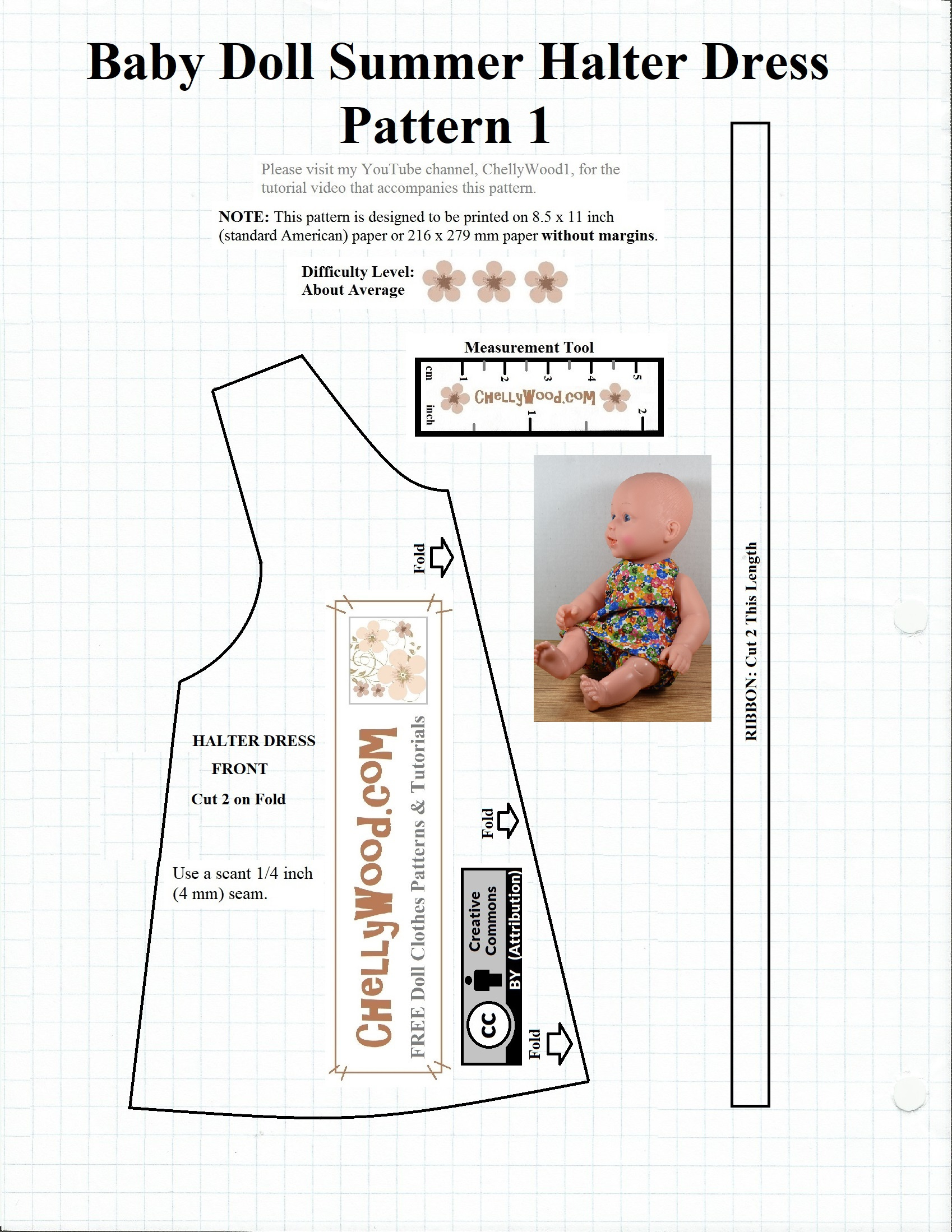 Free #Sewing Pattern For Baby #Dolls @ Chellywood #Crafts intended for Free Printable Patterns For Sewing Doll Clothes