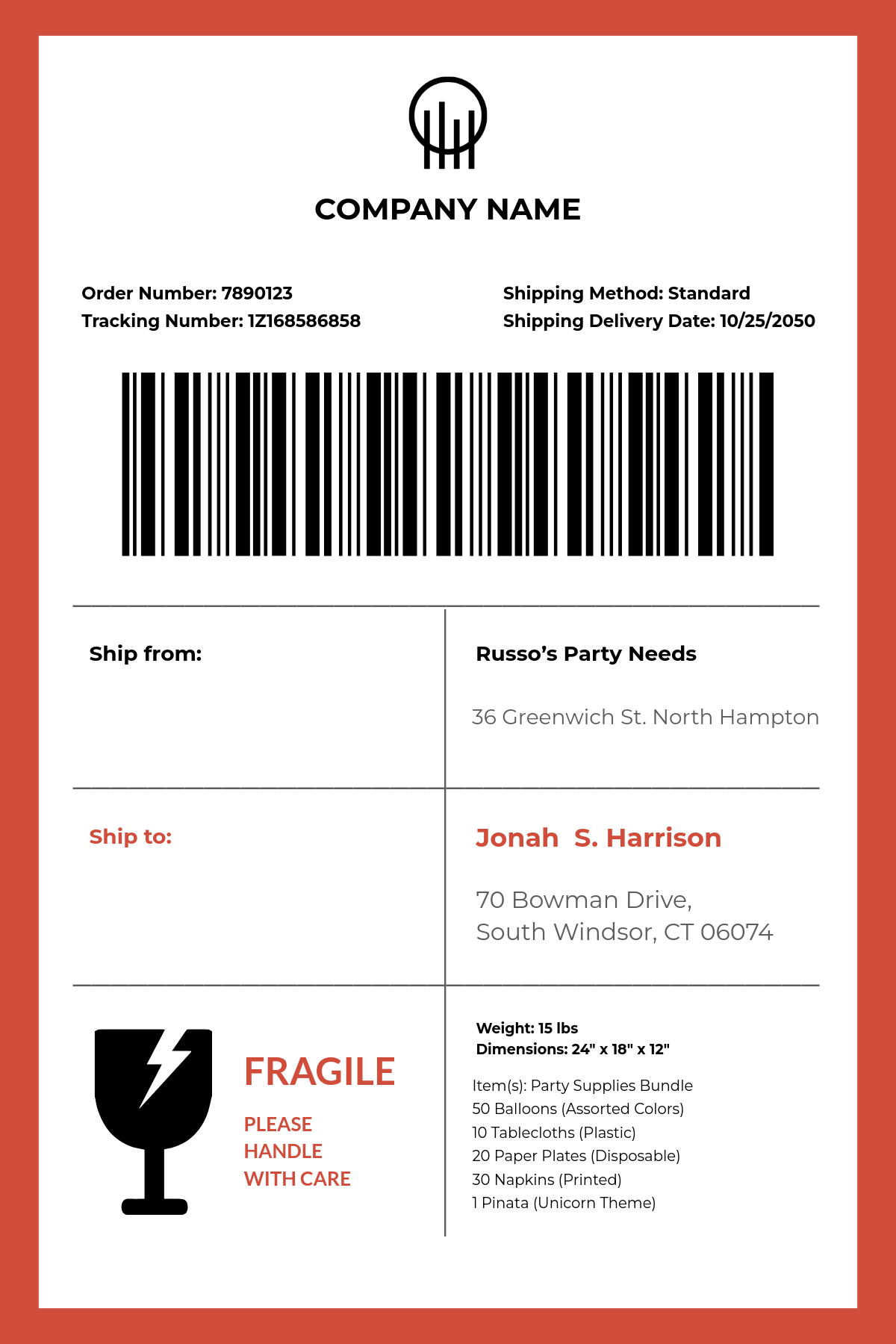 Free Shipping Label Templates, Editable And Printable intended for Free Printable Shipping Label Template