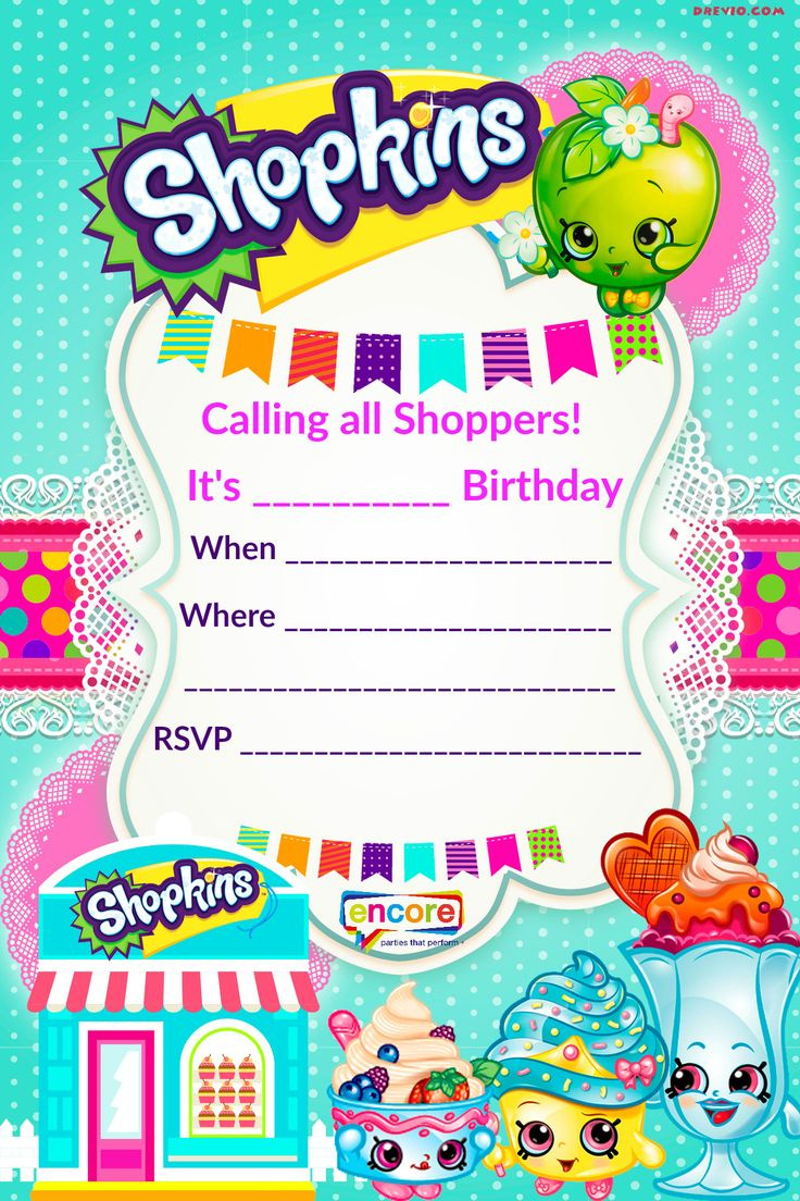 Free Shopkins Invitation Template – Suitable For Food Parties within Free Printable Shopkins Birthday Invitations
