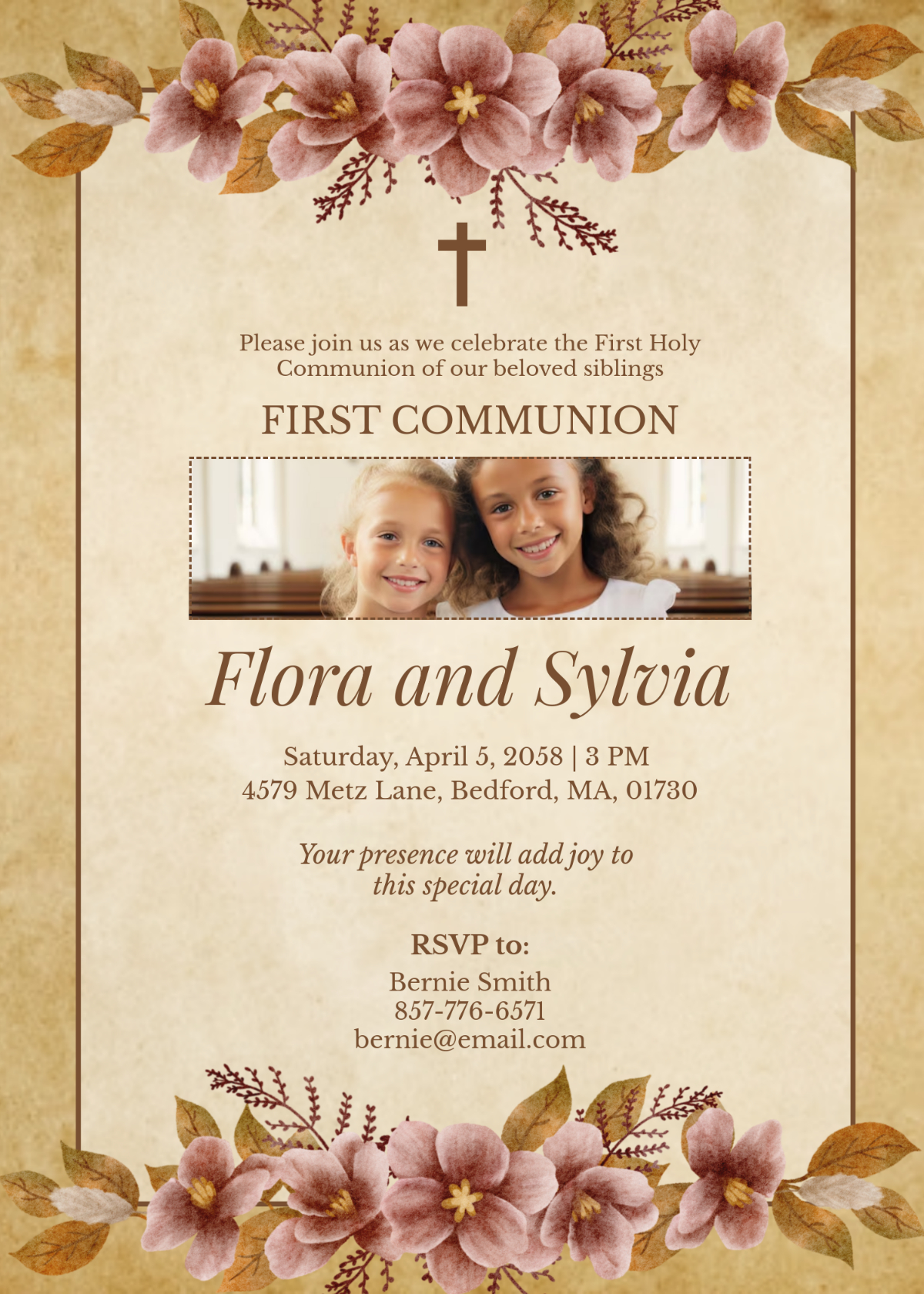 Free Sibling First Communion Invitation Template To Edit Online with Free Printable First Communion Invitation Templates