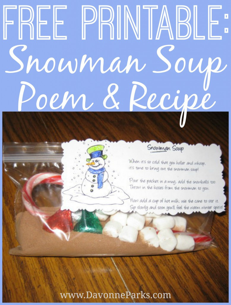 Free Snowman Soup Poem Printable – Davonne Parks inside Snowman Soup Free Printable