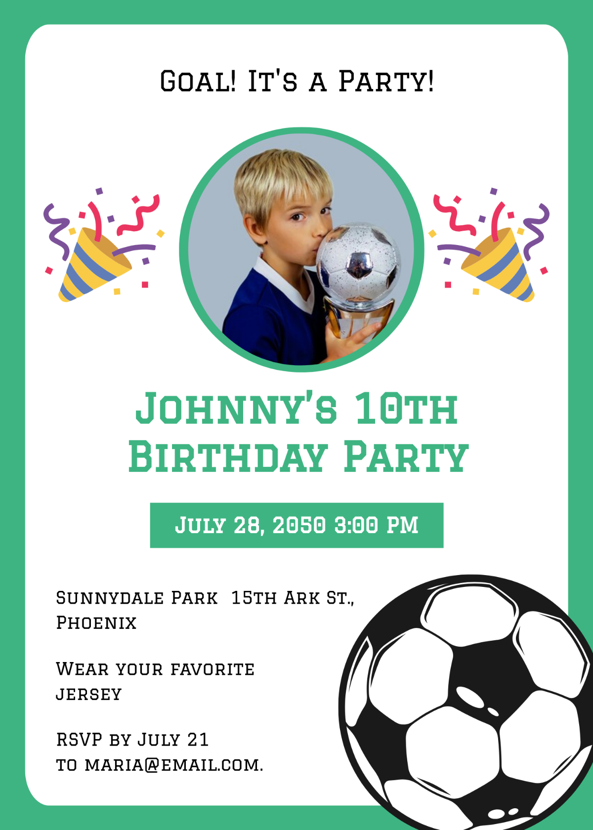 Free Soccer Birthday Party Invitation Template To Edit Online regarding Free Printable Soccer Birthday Invitations