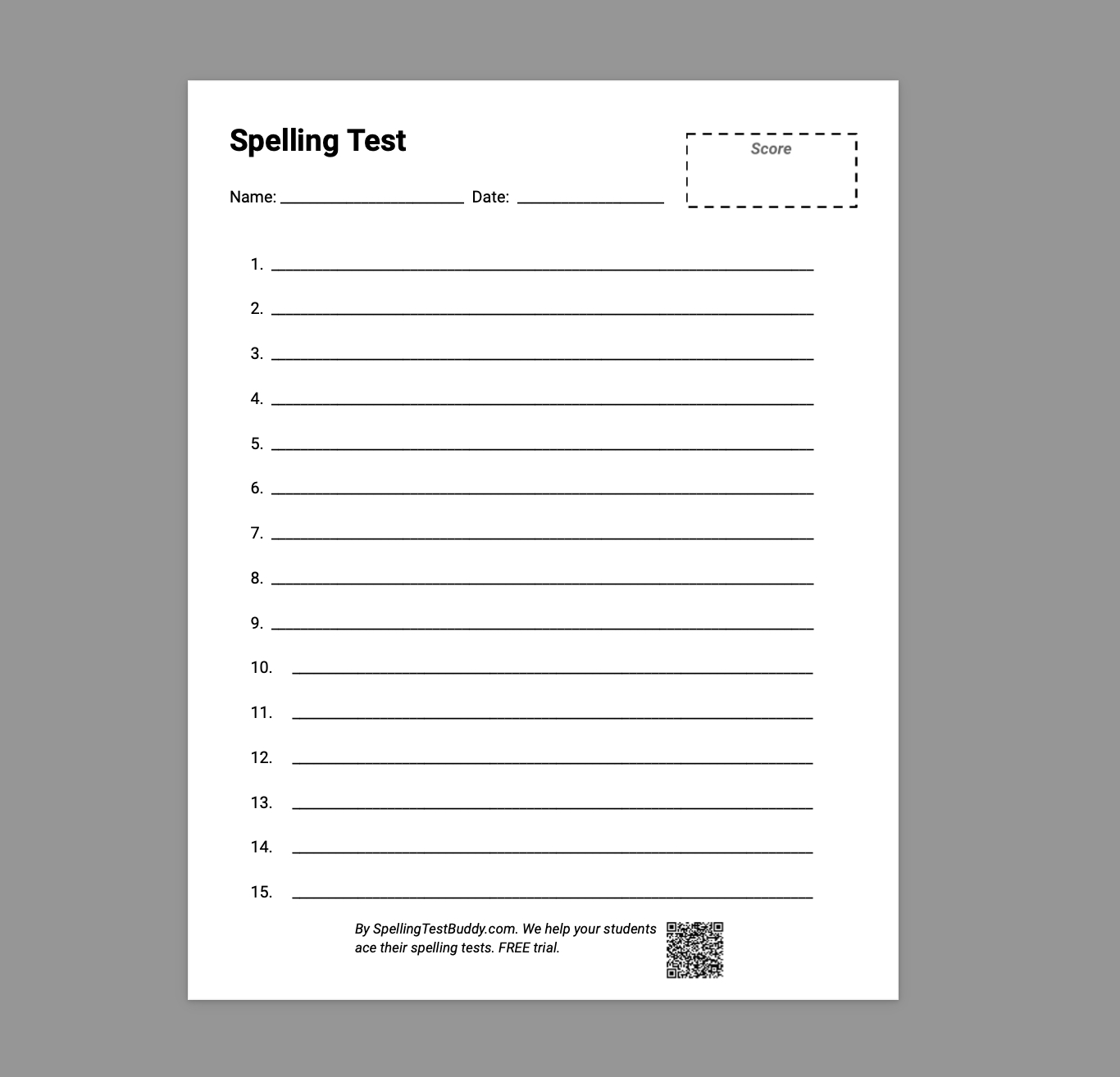 Free Spelling Test Papers For Teachers And Parents | Spelling Test throughout Free Printable Multiple Choice Spelling Test Maker