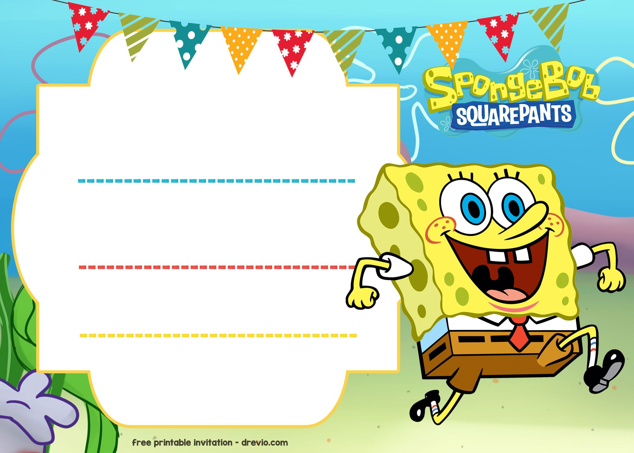 Free Spongebob Birthday Invitation Template throughout Spongebob Free Printable Invitations