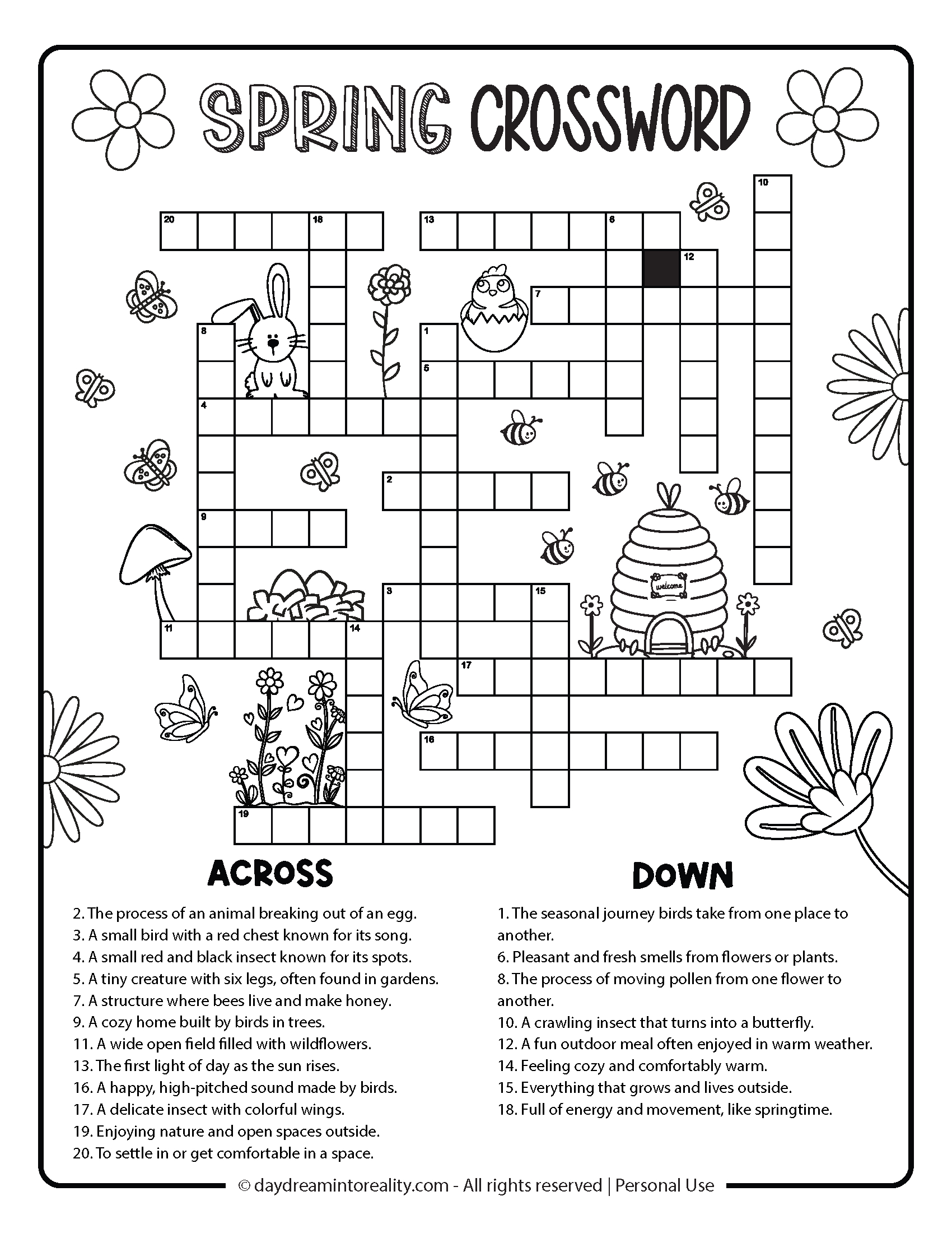 Free Spring Crossword | Pdf Printables: Easy, Medium, Hard throughout Free Printable Crosswords Medium