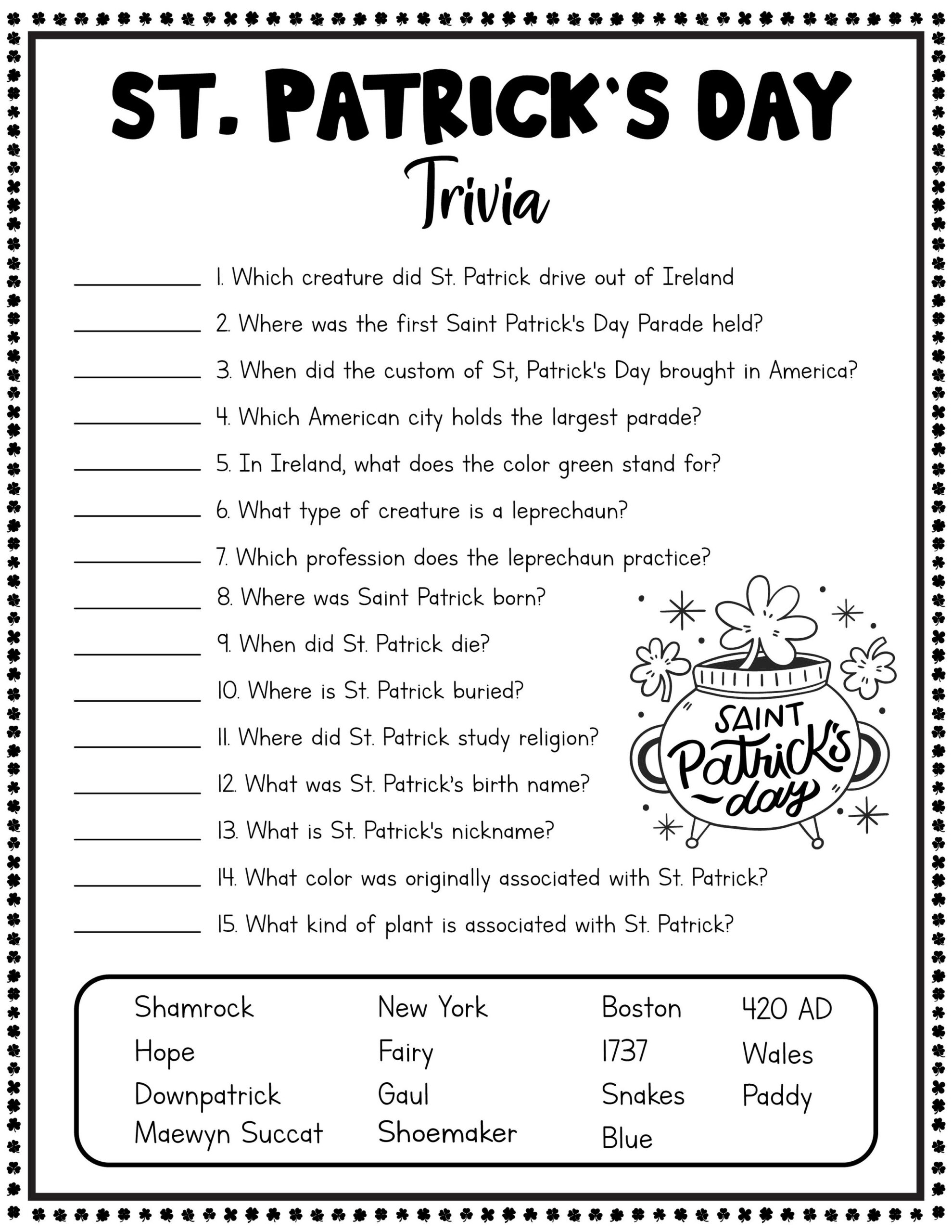Free St. Patricks Day Printables For Kids — Xoxoerinsmith with Free Printable St Patrick Day Worksheets