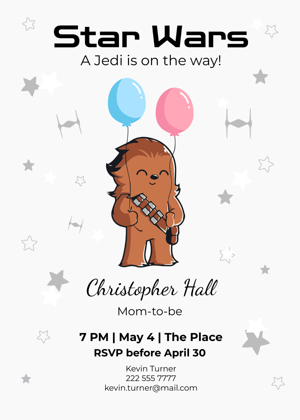 Free Star Wars Baby Shower Invitation Template To Edit Online for Free Printable Star Wars Baby Shower Invites