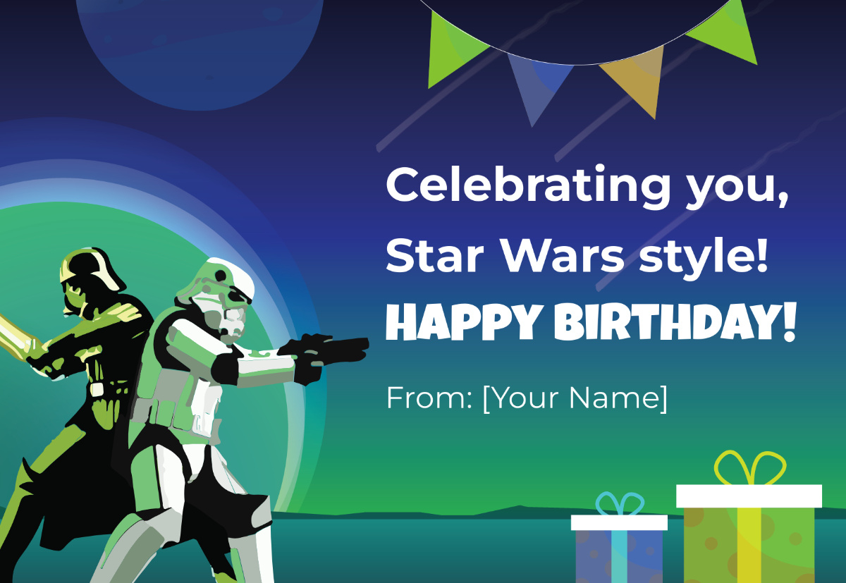 Free Star Wars Birthday Card Template To Edit Online intended for Star Wars Printable Cards Free