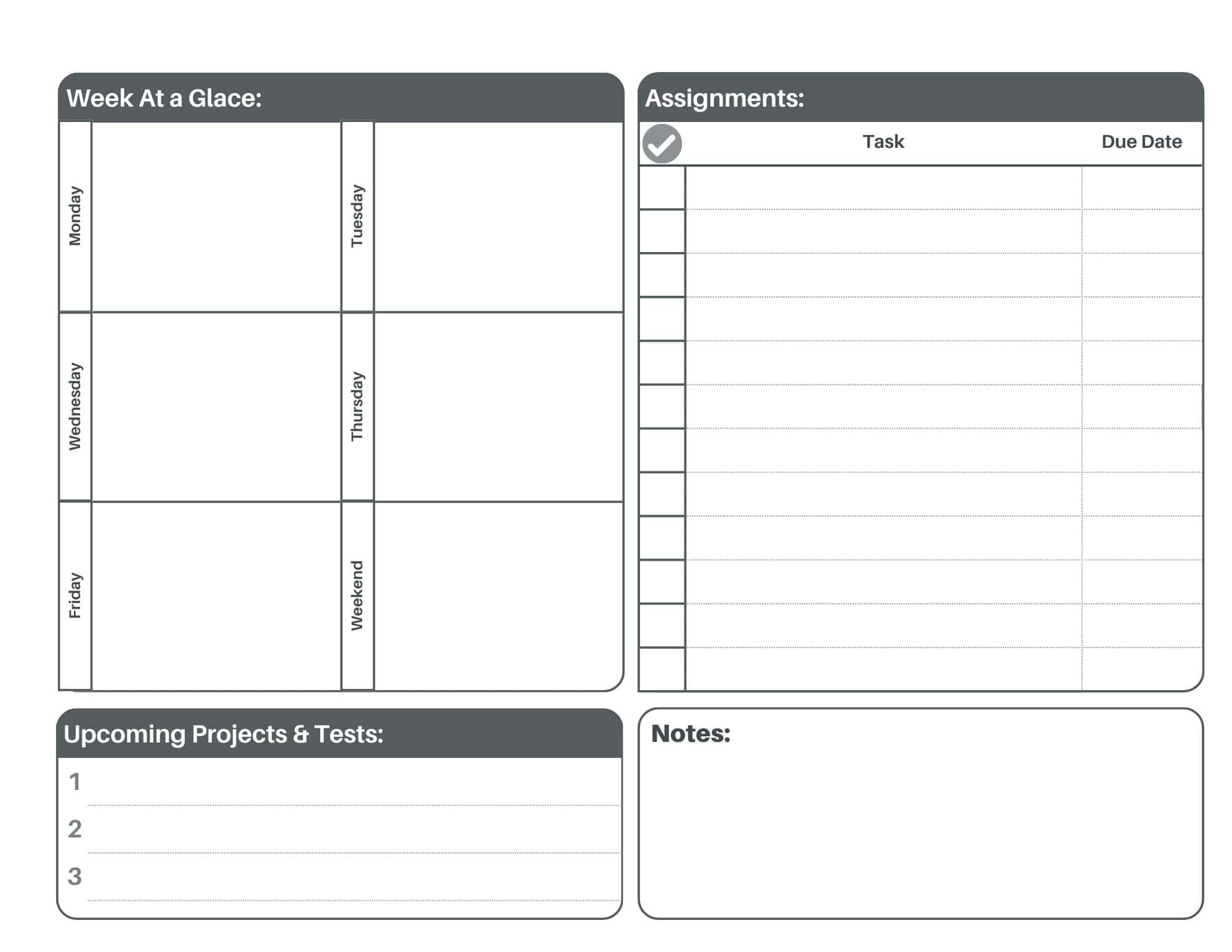 Free Student Homework And Assignment Planner inside Free Printable Homework Assignment Sheets