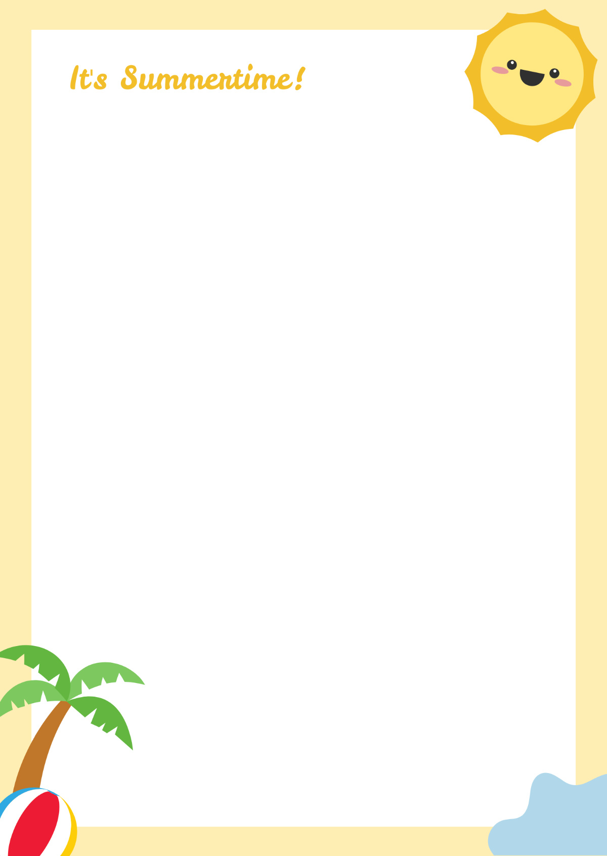 Free Summer Page Border Template To Edit Online regarding Free Printable Summer Borders