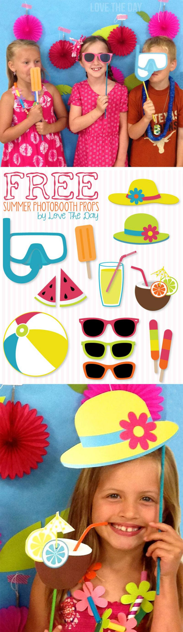 Free Summer Photobooth Props Printableslove The Day intended for Hawaiian Photo Booth Props Printable Free