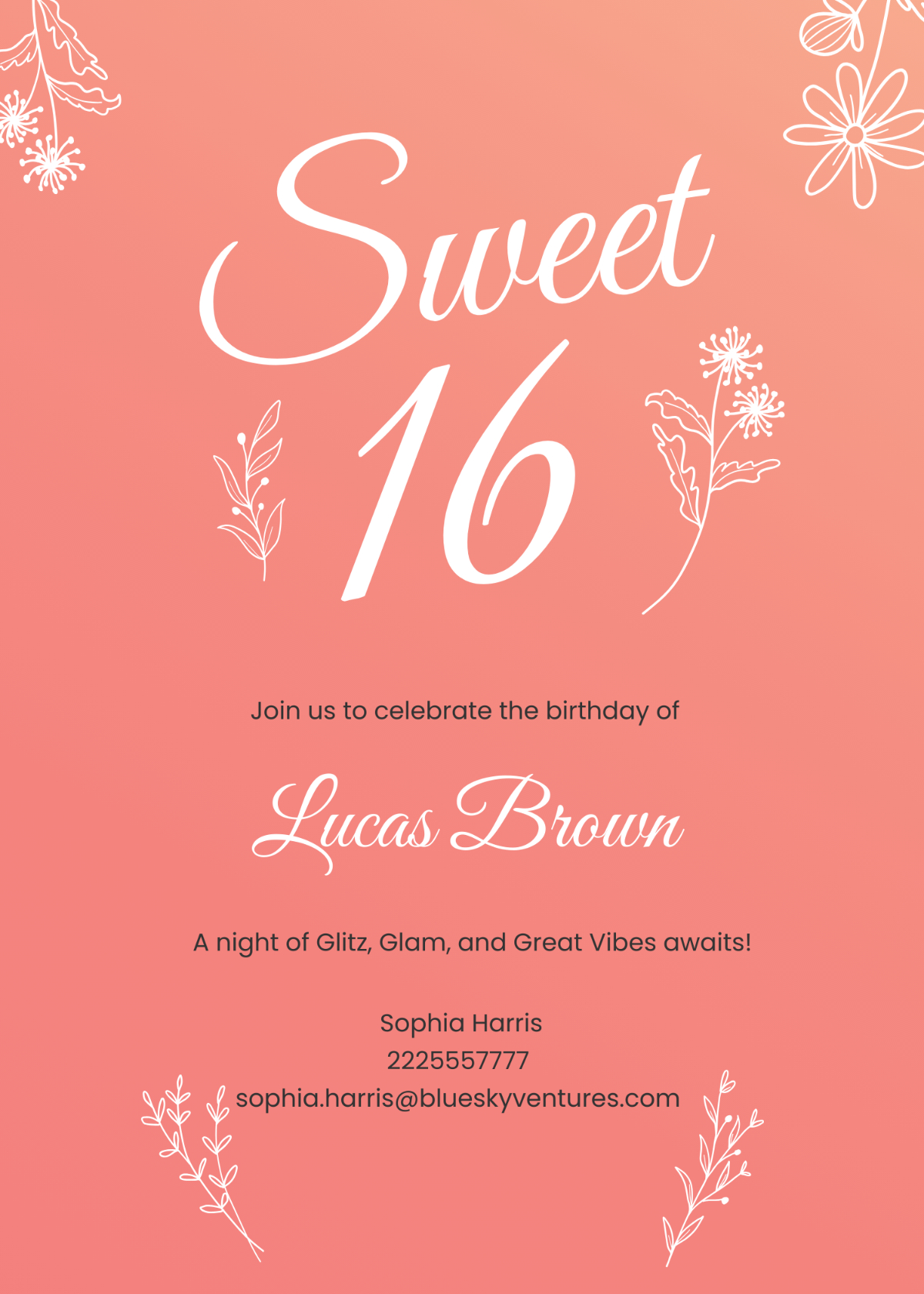 Free Sweet 16 Invitation Templates, Editable And Printable with Free Printable 16Th Birthday Party Invitation Templates