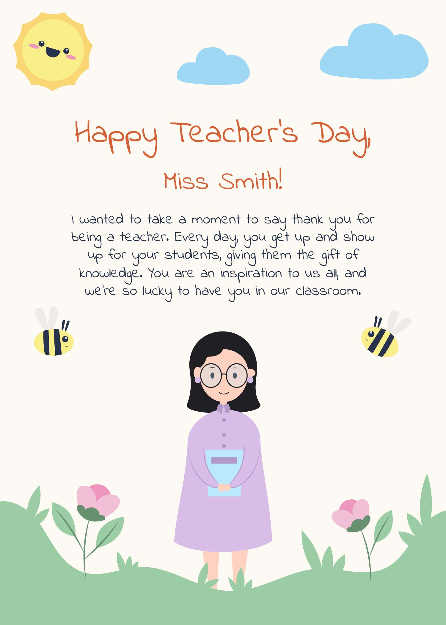 Free Teacher'S Day Card Templates, Editable And Printable for Free Printable Teacher'S Day Greeting Cards