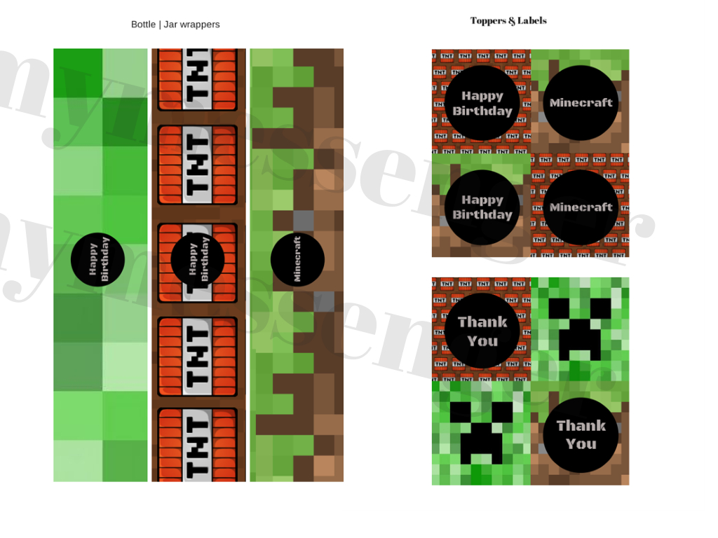 Free Template Minecraft Banner & Toppers – Baby Shower Ideas 4U with regard to Free Printable Minecraft Cupcake Toppers And Wrappers