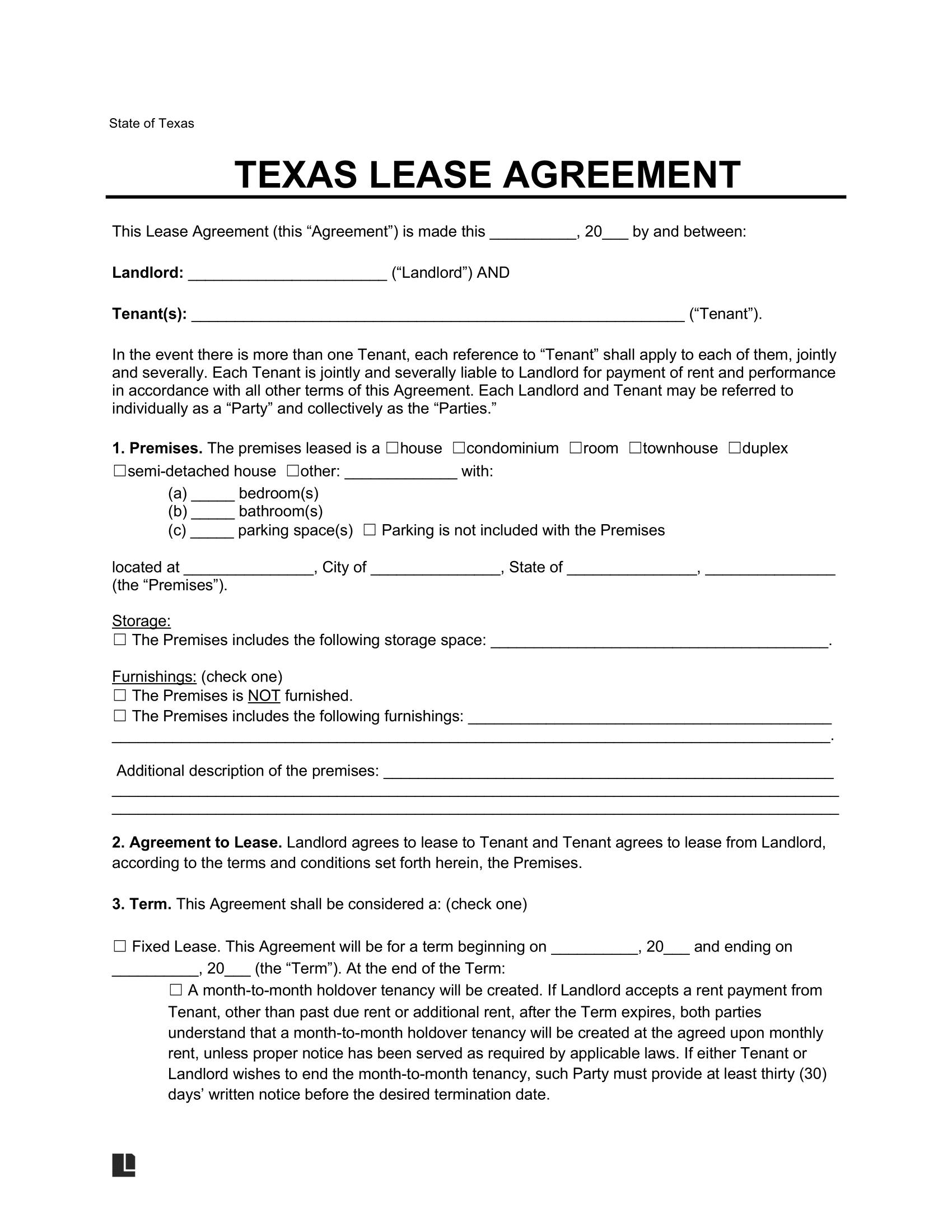 Free Texas Lease Agreement Template | Pdf & Word intended for Free Printable Lease Agreement Texas
