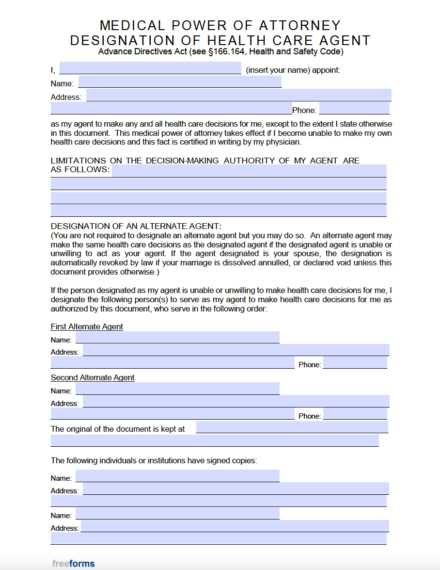 Free Texas Medical Power Of Attorney Form | Pdf inside Free Printable Medical Power Of Attorney Forms