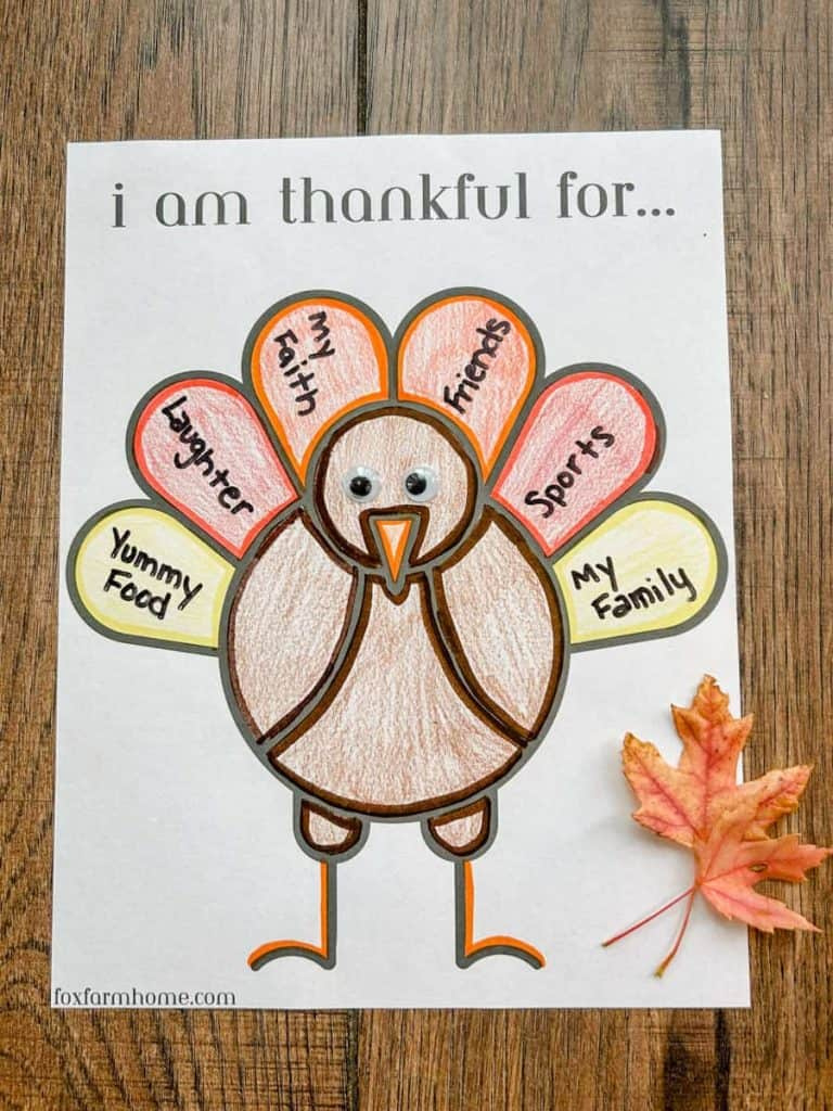 Free Thanksgiving "I Am Thankful For" Printable - Fox Farm Home in Free Printable Thanksgiving Activities For Preschoolers