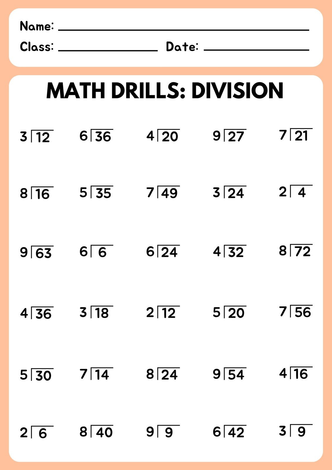 Free To Edit And Print Division Worksheet Templates | Canva in Free Printable Division Worksheets For 4Th Grade