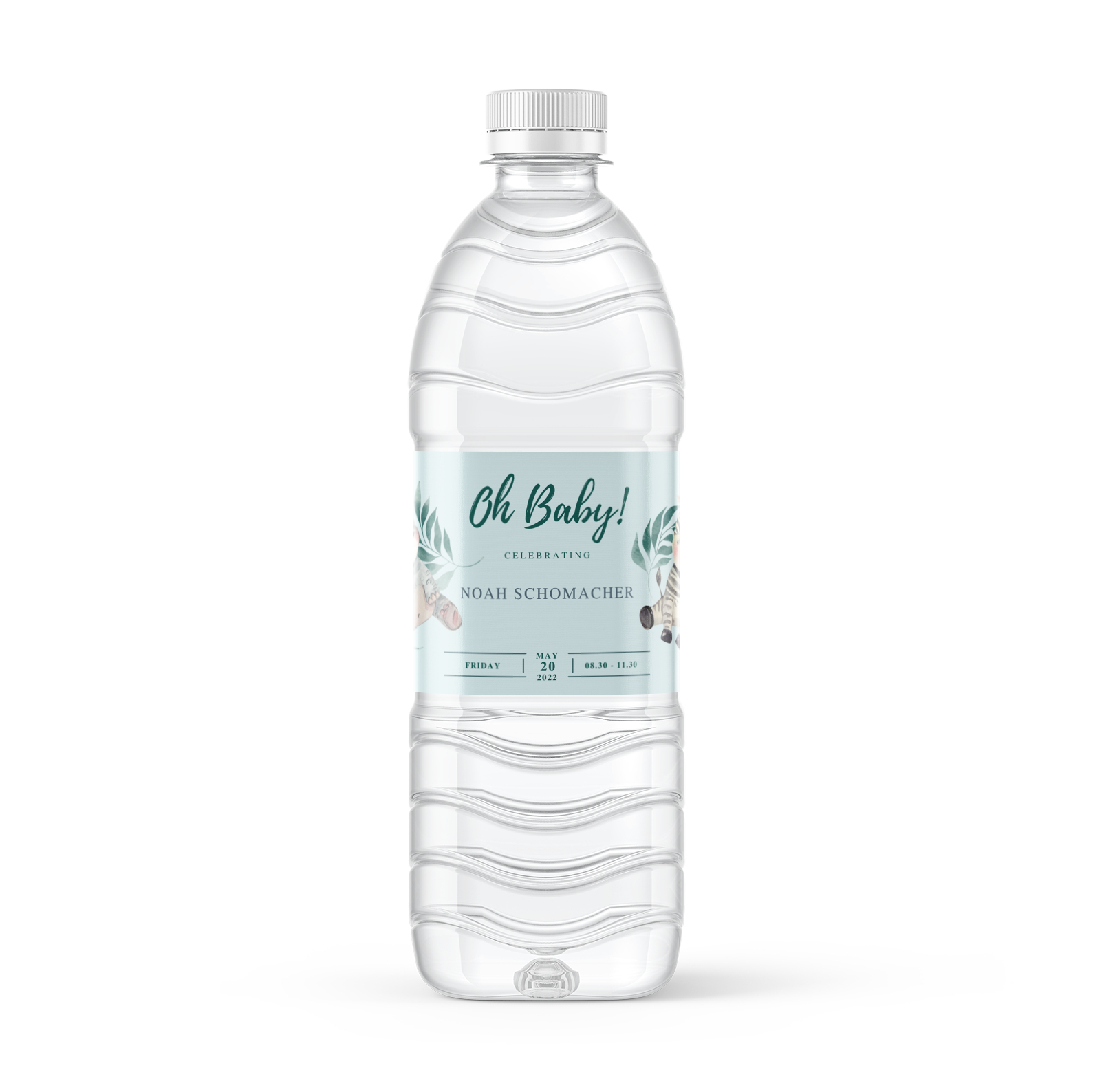 Free Tropical Blue Baby Shower Design For 8X2 Inch Water Bottle pertaining to Free Printable Baby Shower Labels For Bottled Water