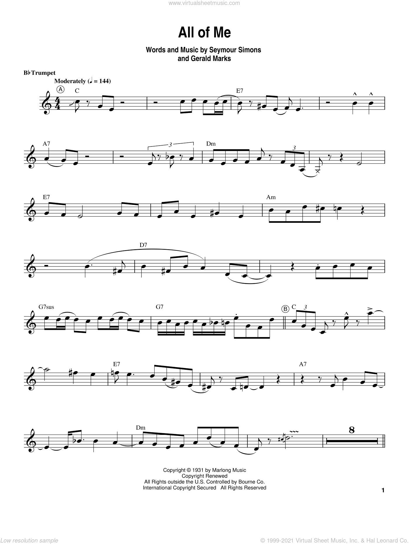 Free Trumpet In B Flat Jazz Sheet Music | Download Pdf Or Print On pertaining to Free Printable Sheet Music For Trumpet