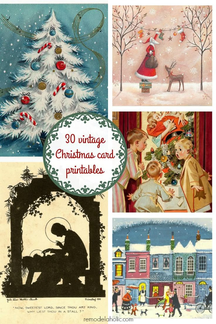 Free Vintage Christmas Card Printable Images. Frame These Or Make in Free Printable Vintage Christmas Images