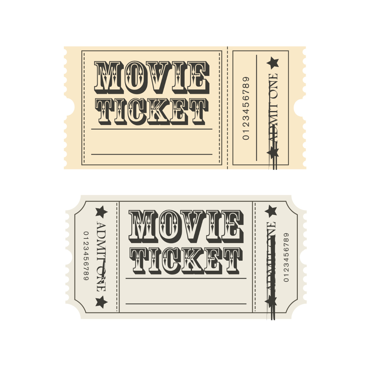 Free Vintage Movie Ticket Vector Template To Edit Online regarding Free Printable Movie Tickets