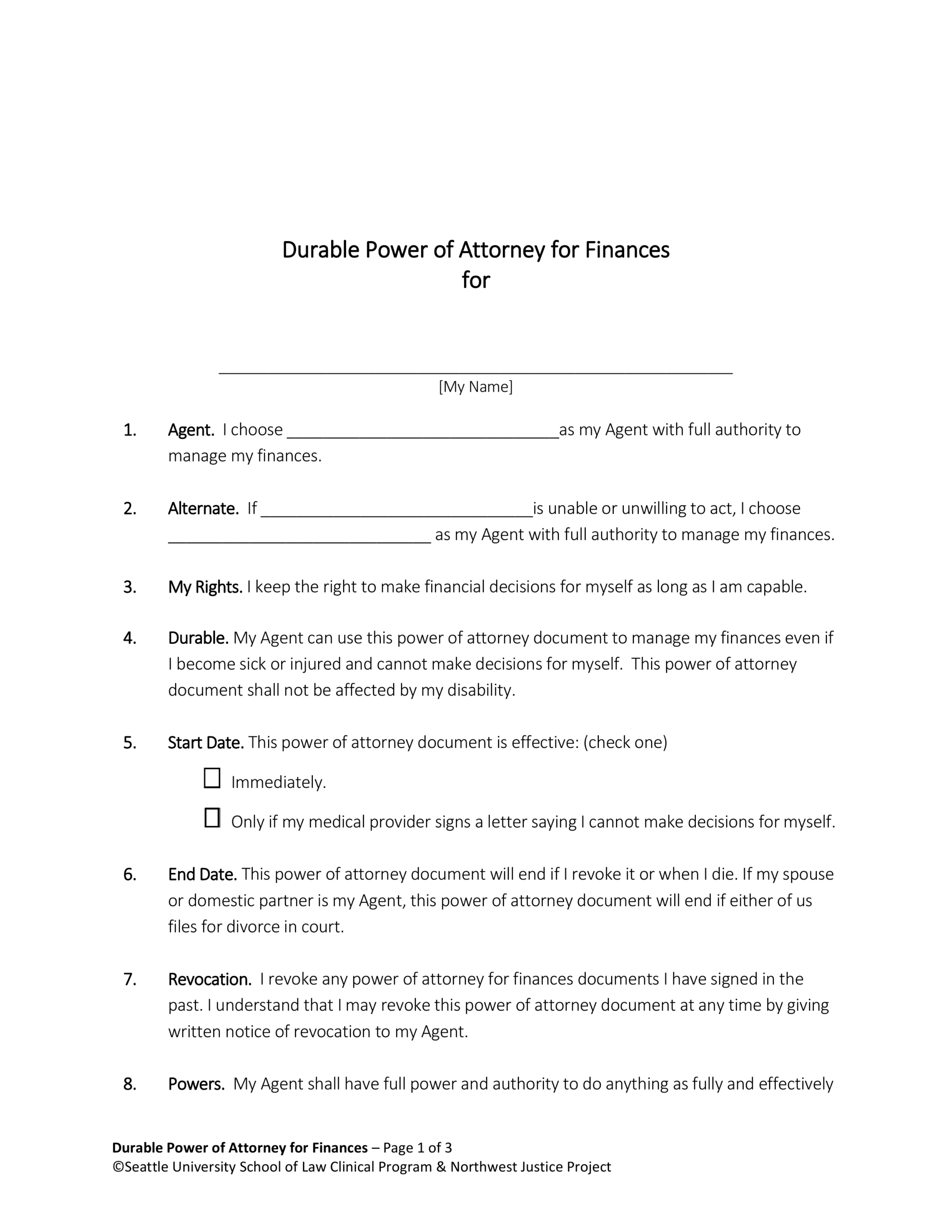 Free Washington Power Of Attorney Forms (10 Types) - Pdf – Eforms with Free Printable Power Of Attorney Form Washington State
